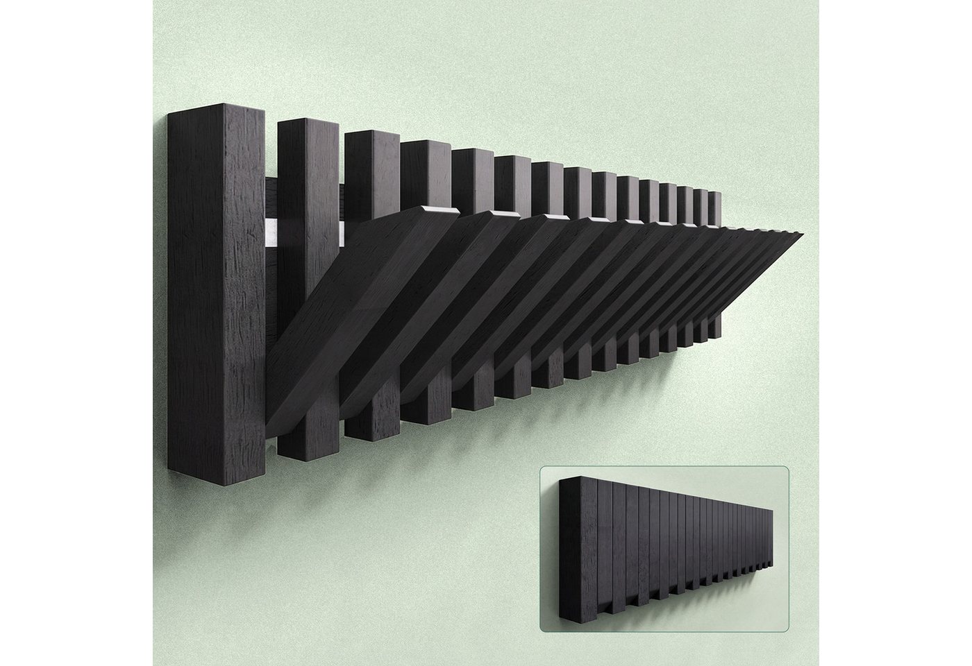 Mai & Mai Wandgarderobe Garderobenleiste Kleiderhaken Wandhaken aus Holz magnetisch Twigro-01, aus Holz
