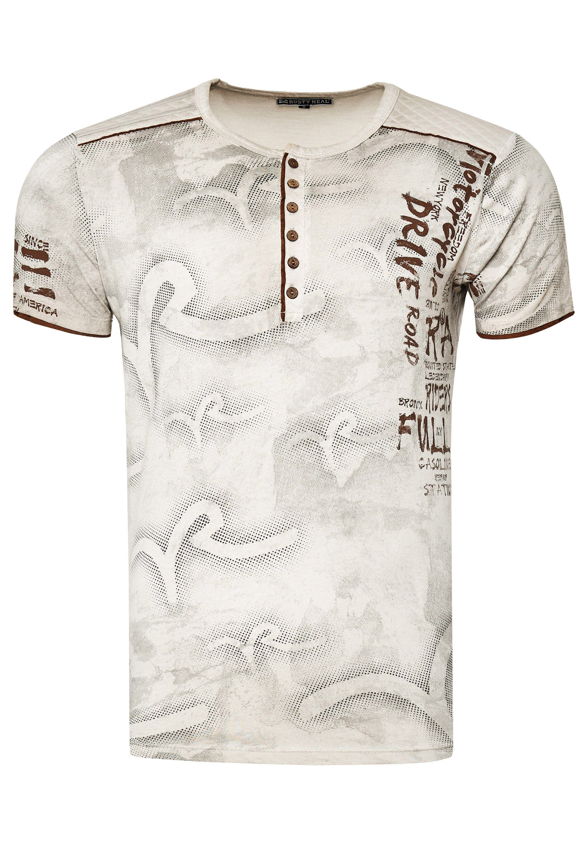 T-Shirt Rusty Print mit beige modernem Neal