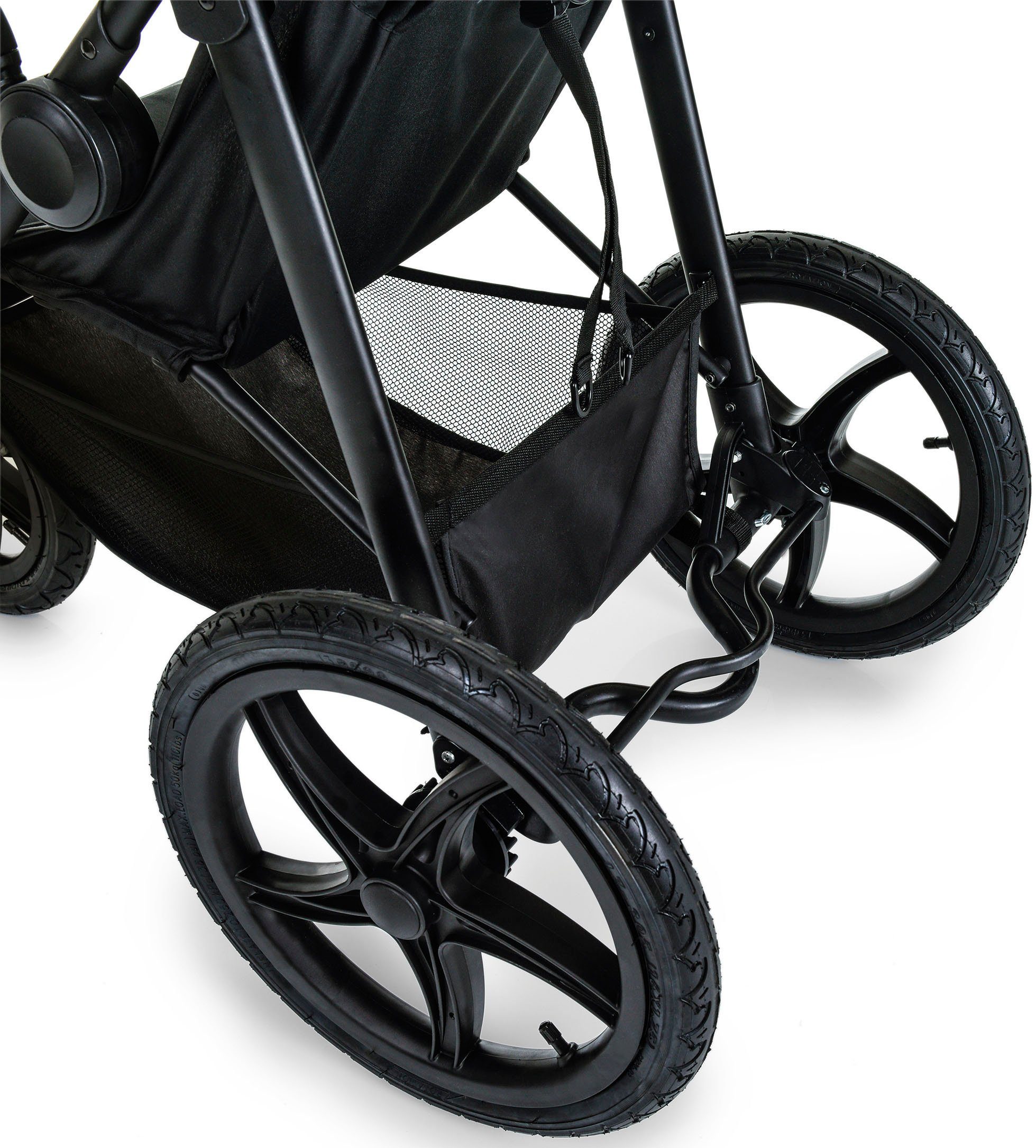 Hauck Runner three-wheeled stroller, black/neon yellow, with swivel and lockable front wheel