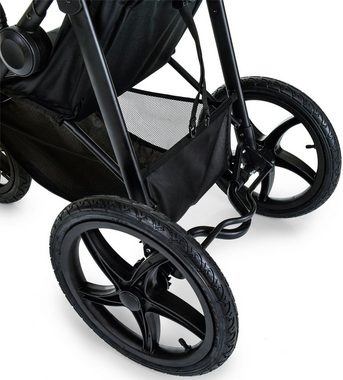 Hauck Dreirad-Kinderwagen Runner black/neon yellow, mit schwenk- und feststellbarem Vorderrad