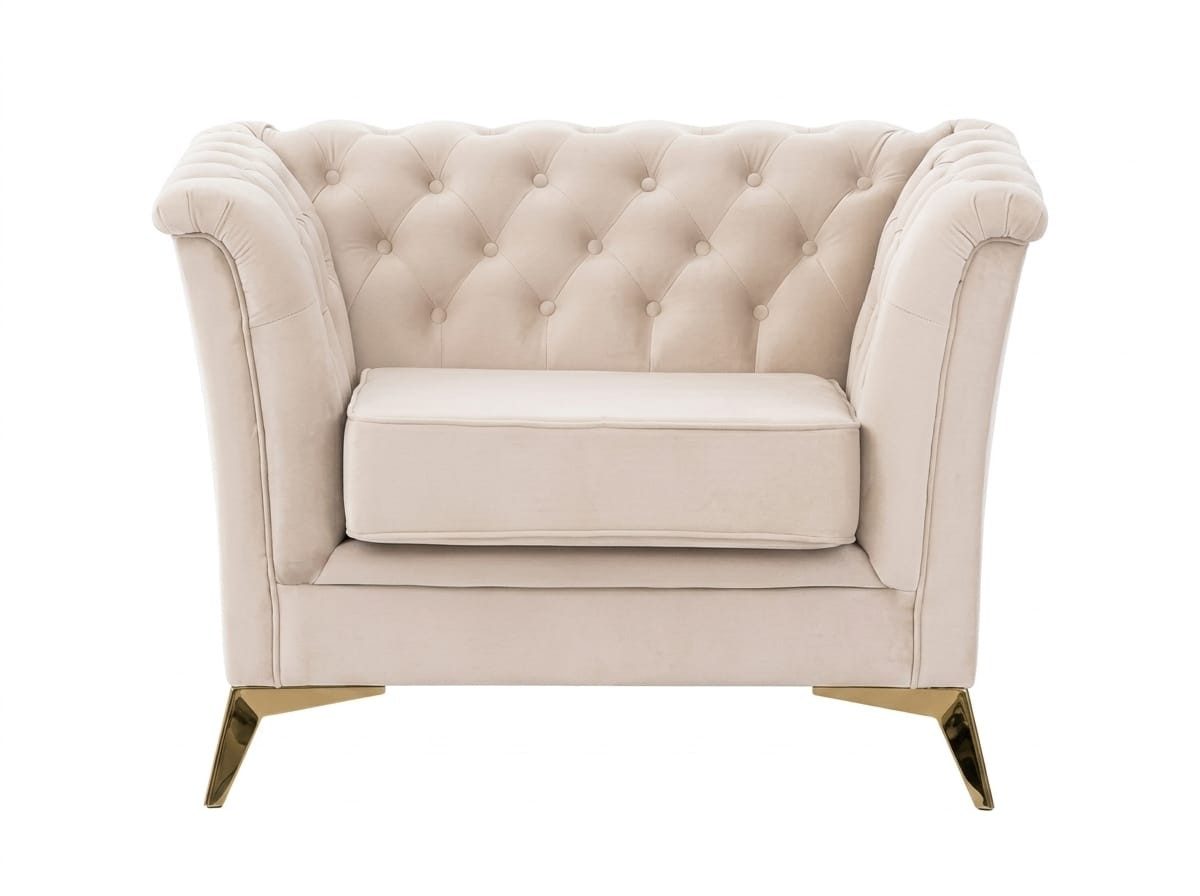 JVmoebel Chesterfield-Sessel Beiger Stoffsessel gesteppter Sessel Chesterfield modern Wohnzimmer (1-St), Made in Europa