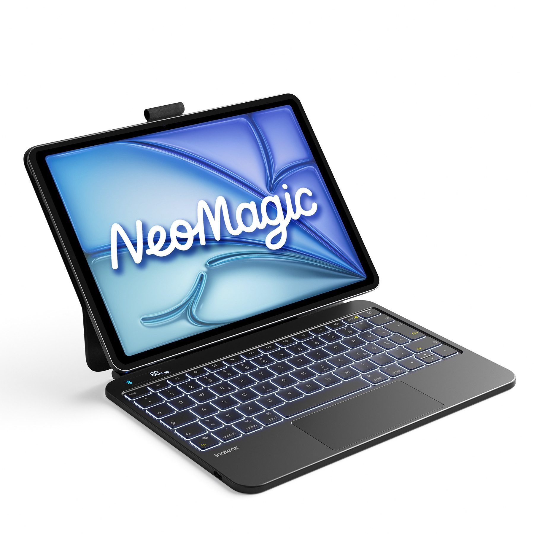 Inateck Magnetische Tastatur Hülle für iPad Air 11‘‘ M4/M3/M2,Magic Keyboard iPad-Tastatur (Großes Trackpad,LED Anzeige,7 Farben Hinterleuchtet,mit Stifthalter)