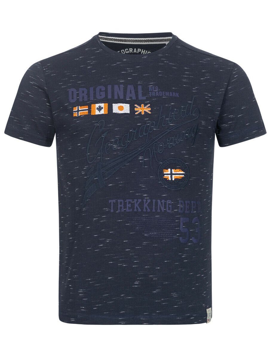 Geographical Norway Kurzarmshirt Geographical Norway T-Shirt Herren Shirt Hemd Sommer Baumwolle Print Jinner-Navy