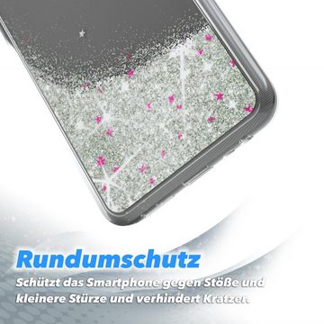 EAZY CASE Handyhülle Glittery Case für Xiaomi Redmi 9 / Redmi 9 Prime 6,53 Zoll, Kratzfeste Silikonhülle stoßfestes Back Cover Phone Case Etui Silber