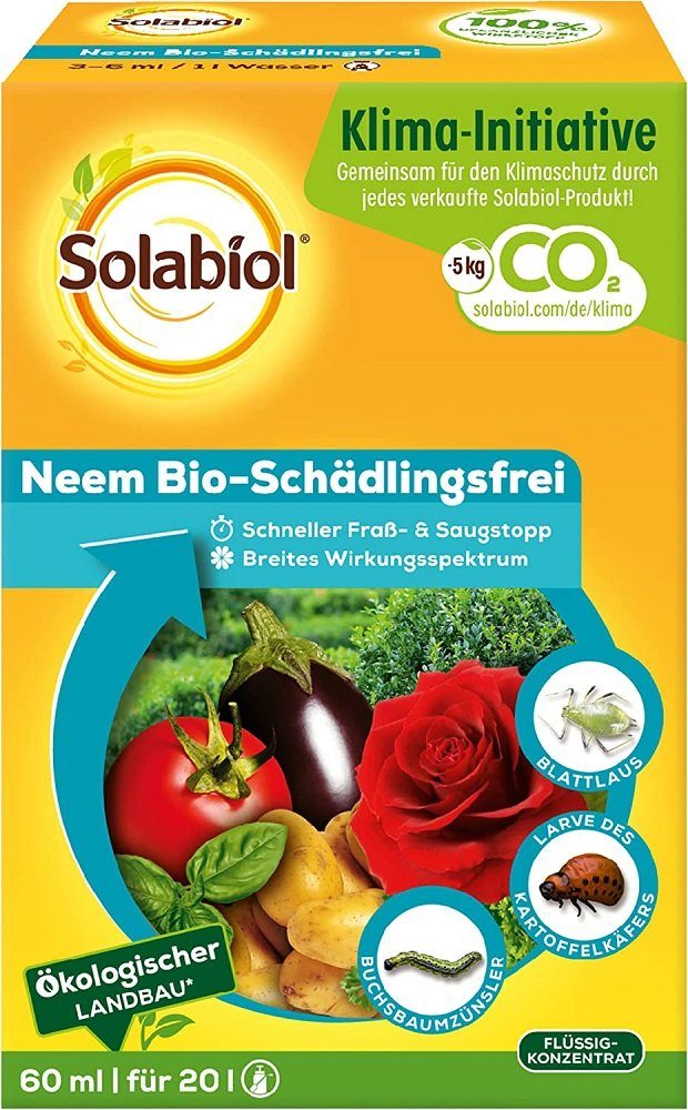 Solabiol Insektenvernichtungsmittel Solabiol Schädlingsfrei Neem Bio 60ml auch für den ökologischen Landba