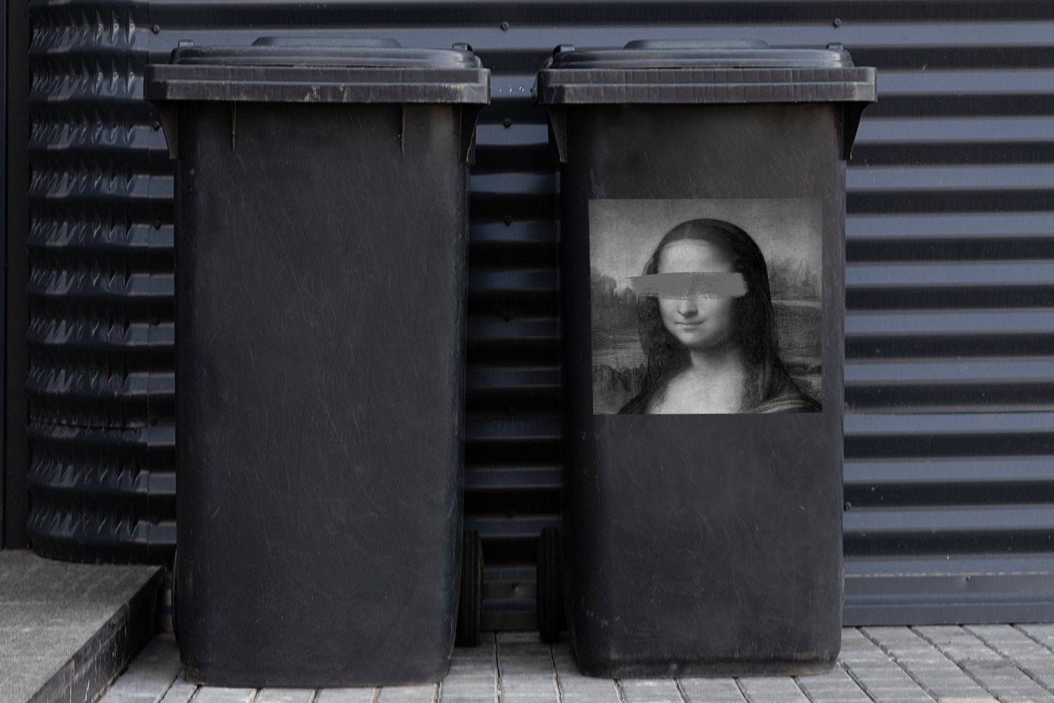 - Lisa - Schwarz Mülltonne, - Weiß Container, Sticker, Abfalbehälter Mülleimer-aufkleber, St), MuchoWow da (1 Leonardo Vinci Mona Wandsticker