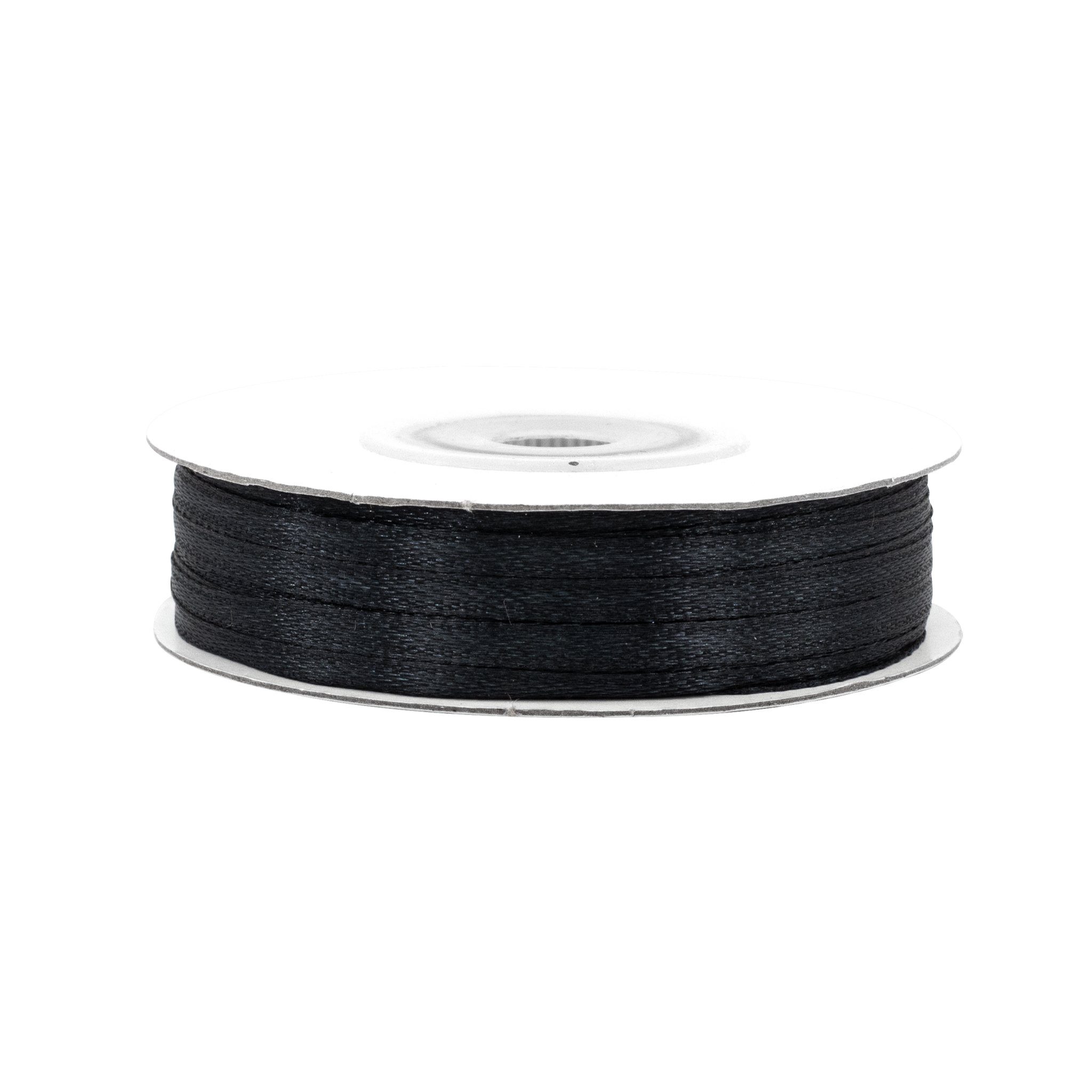 Creativery Satinband, Satinband 3mm x 50m Rolle Schwarz