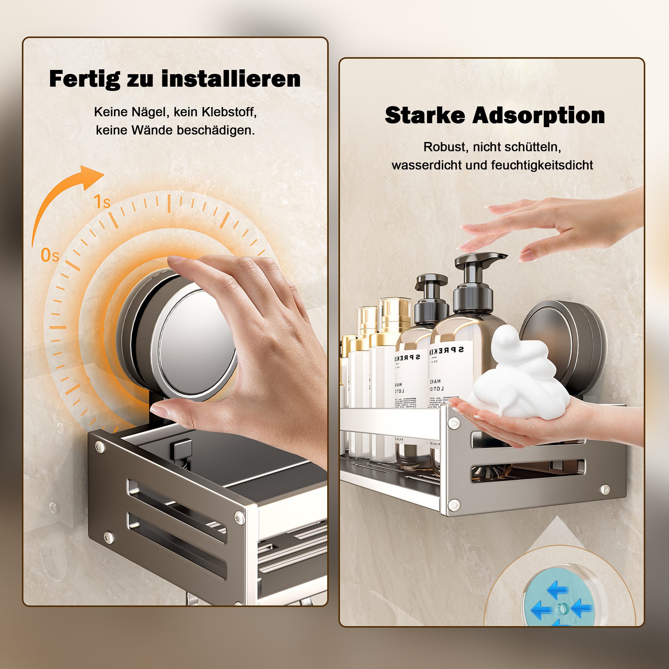 ibettertec Duschregal Saug-Aufbewahrungsregal, große Kapazität,Ohne Bohren günstig online kaufen