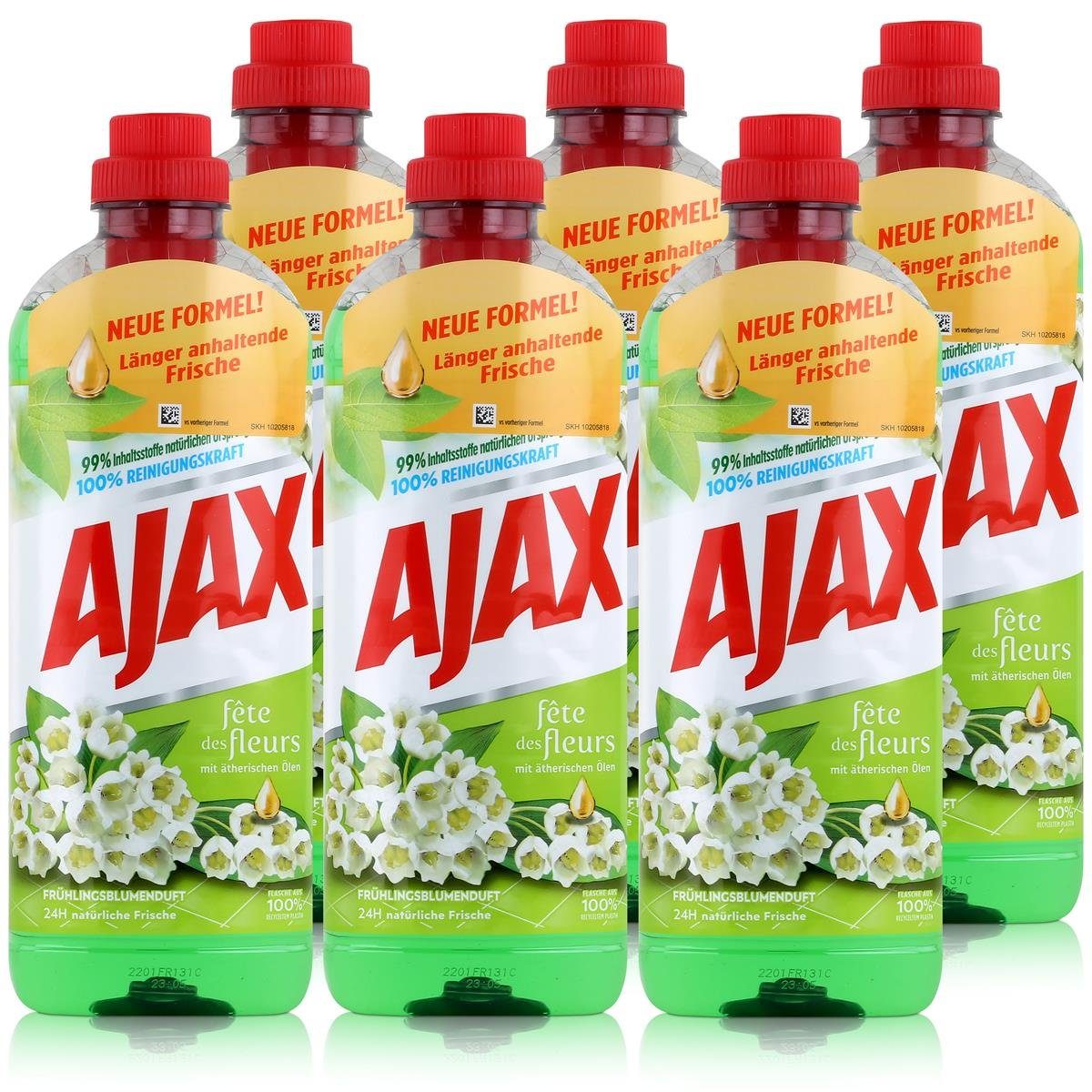 (6er Pack Frühlingsblume 1 Bodenreiniger Liter Allzweckreiniger Ajax Allzweckreiniger - AJAX