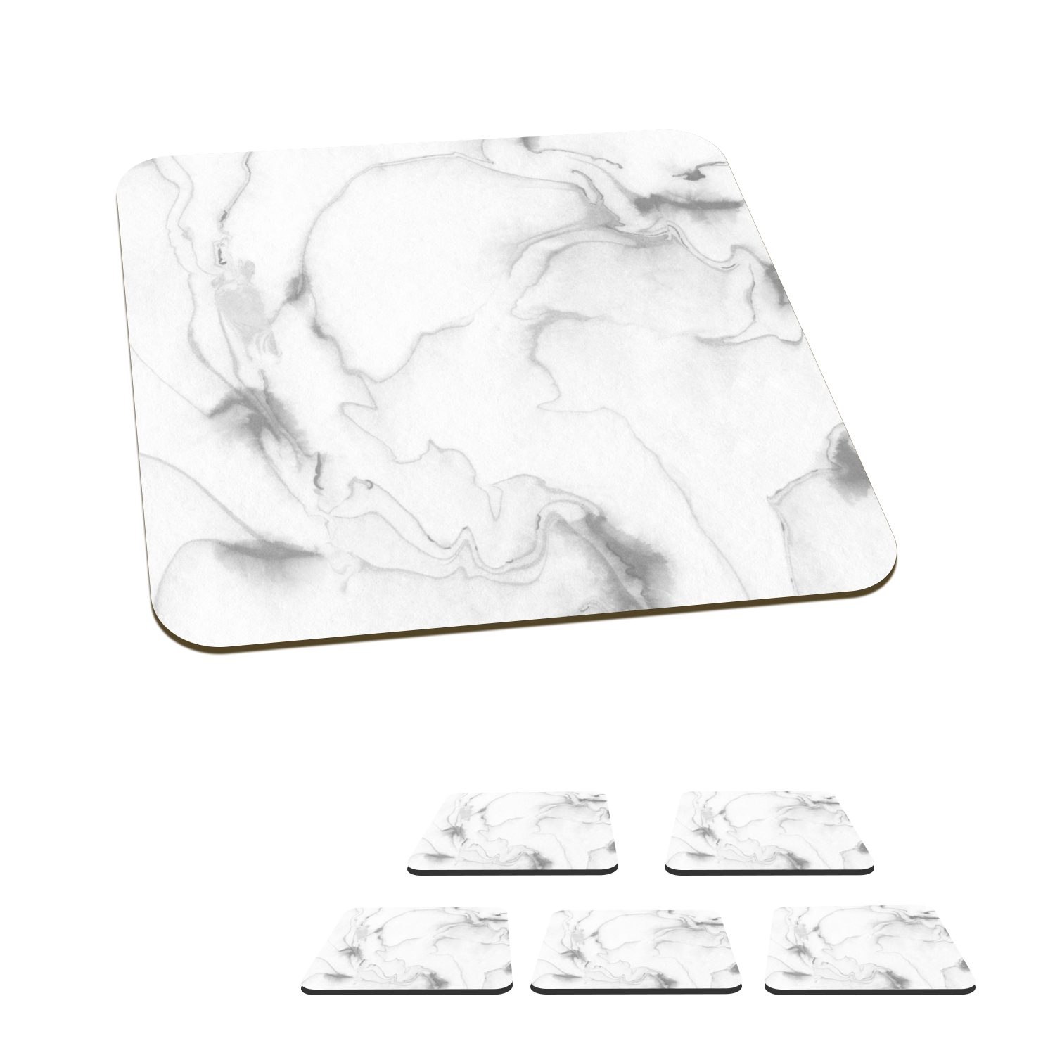 MuchoWow Glasuntersetzer - Tasse Marmor Weiß Muster, - Gläser, Untersetzer, Glasuntersetzer, Zubehör Tischuntersetzer, für Korkuntersetzer, 6-tlg