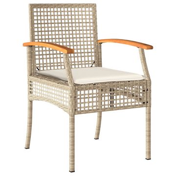 vidaXL Gartenlounge-Set 3-tlg. Bistro-Set mit Kissen Beige Poly Rattan Akazienholz