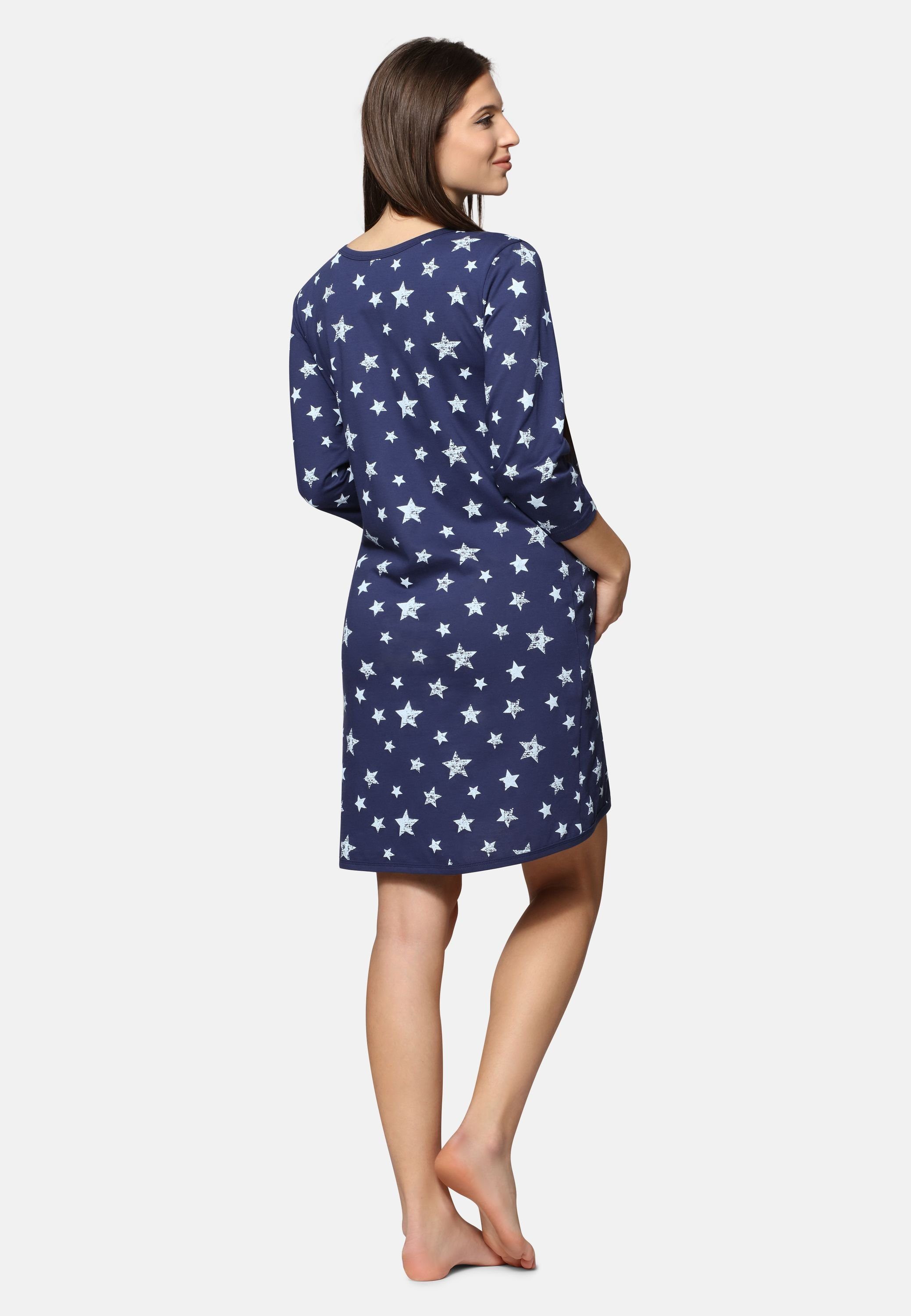 Be Mammy Umstandsnachthemd Damen Umstands Nachthemd mit Stillfunktion BE20-176 (1-tlg)