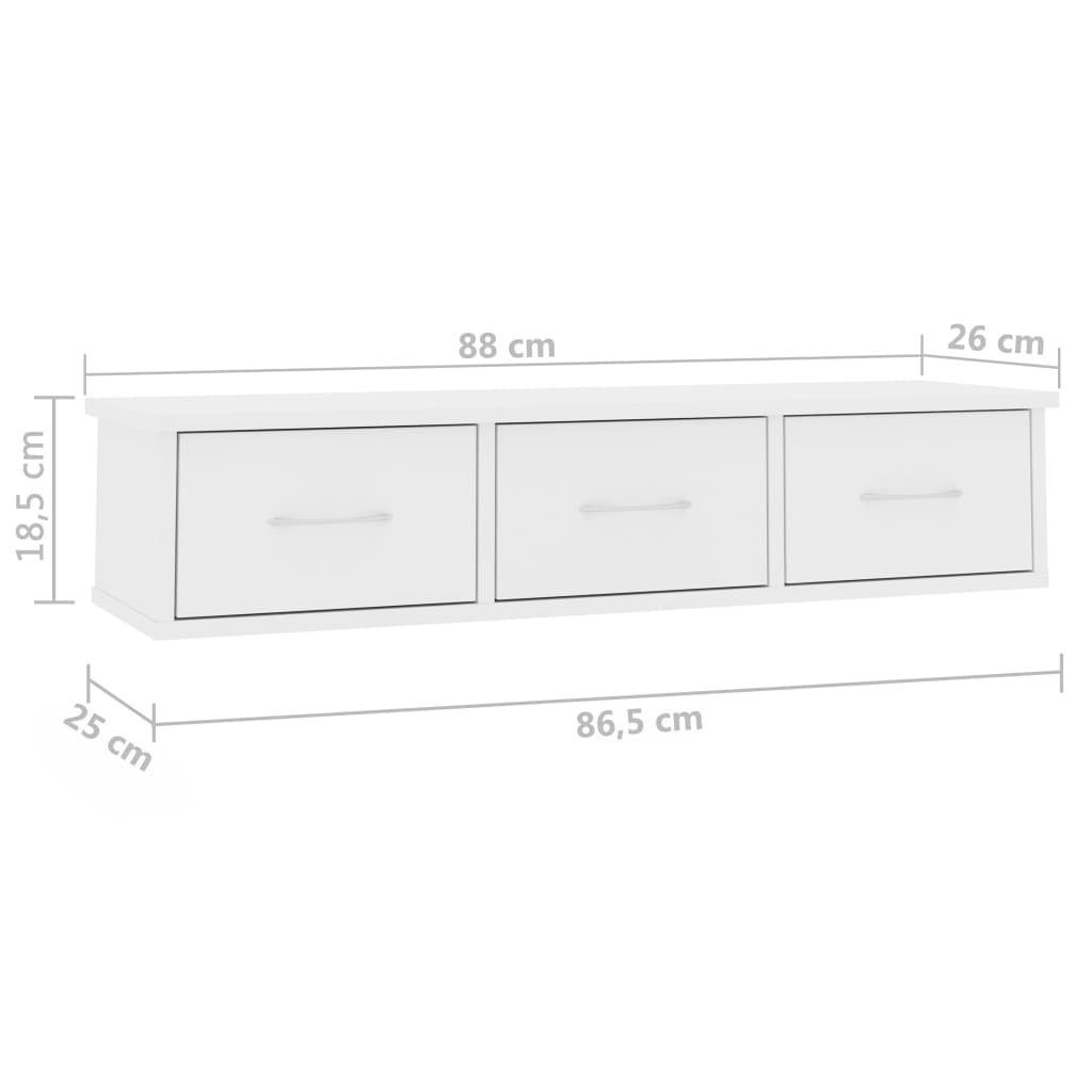 Regal Wand-Schubladenregal cm 1-tlg. Weiß vidaXL 88x26x18,5 Holzwerkstoff,