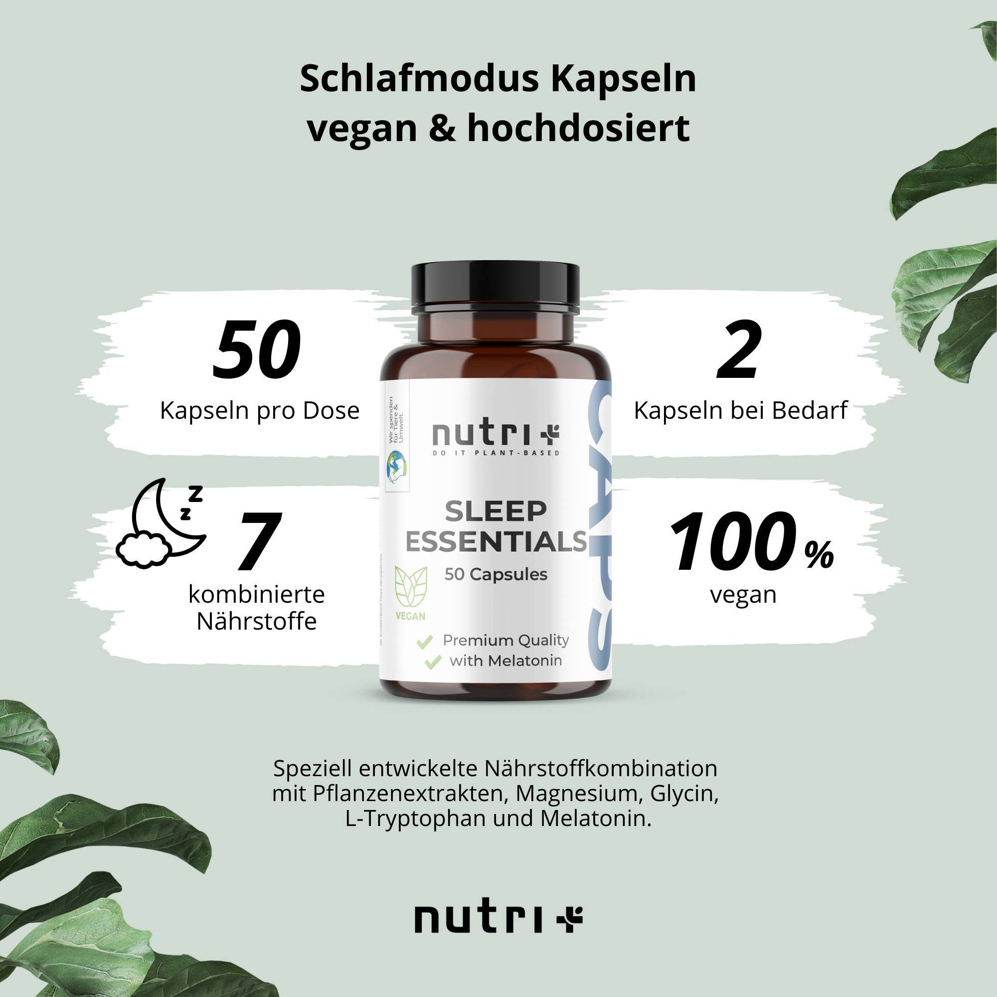nutri+ Sleep Essentials mit Baldrian und Melatonin als Einschlafhilfe Kapseln