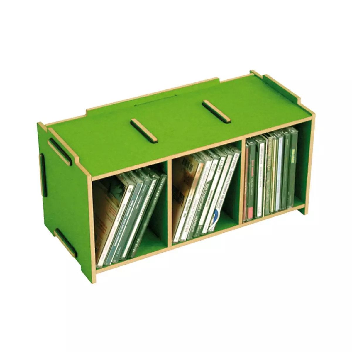 WERKHAUS® Aufbewahrungsbox Werkhaus Medienbox CD Halter Regal Wandregal 3 Fächer grasgrün SON