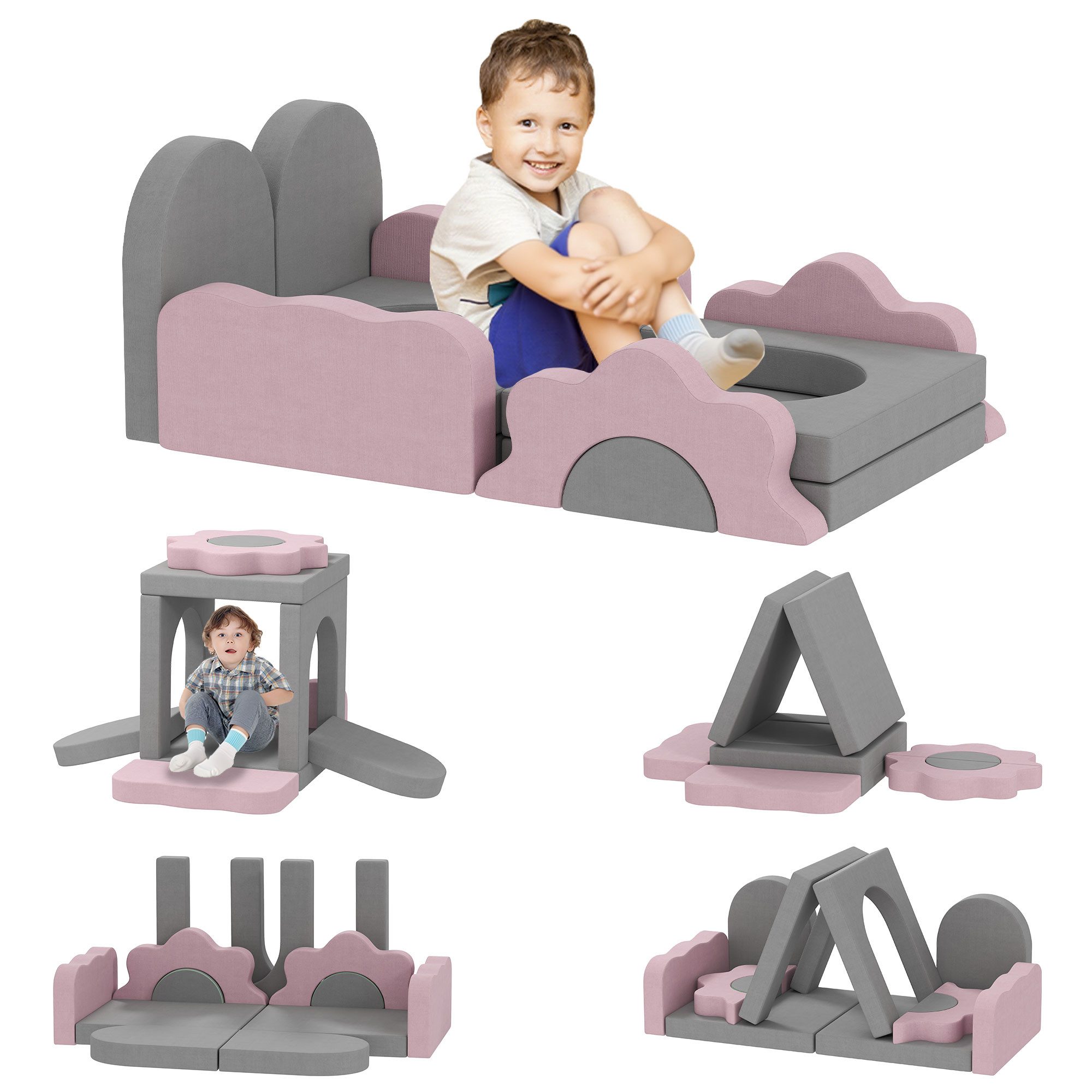 AIYAPLAY Schaumstoff Bausteine Kinder mit Bällebad Spielbausteine, (Softbausteine-Set, 12 St., Riesenbausteine), Weicher Cordbezug, leicht zu reinigen