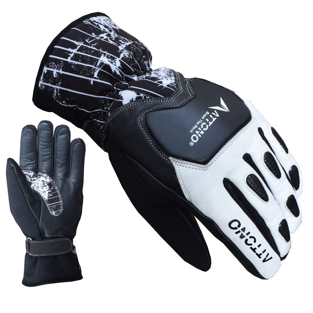 ATTONO Skihandschuhe Racing Skihandschuhe Leder & Softshell Winter Handschuhe wasserdicht