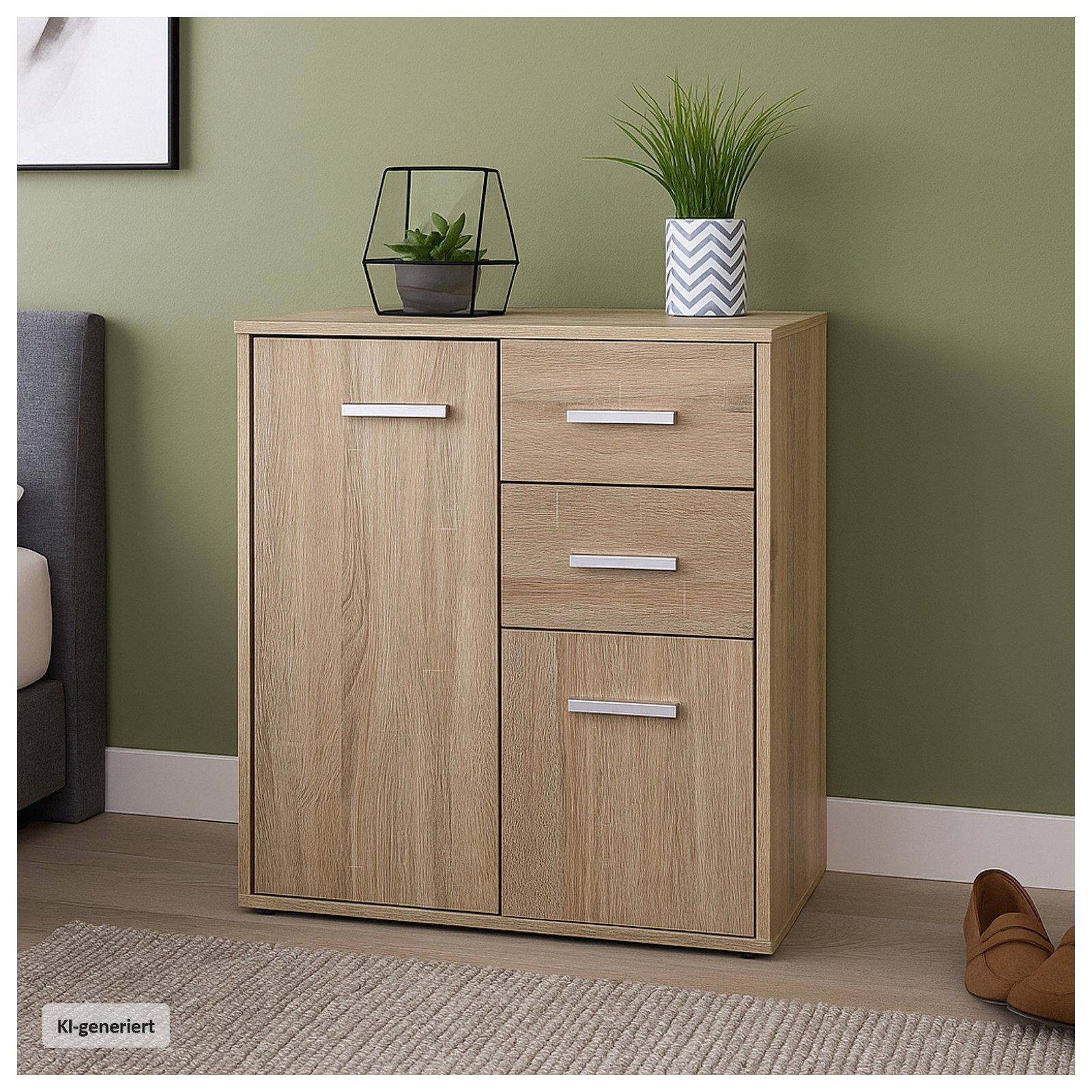 HTI-Living Sideboard Kommode mit 2 Schubladen Nina Sonoma (Stück, 1 St., 1 Kommode), Anrichte Sideboard Schrank