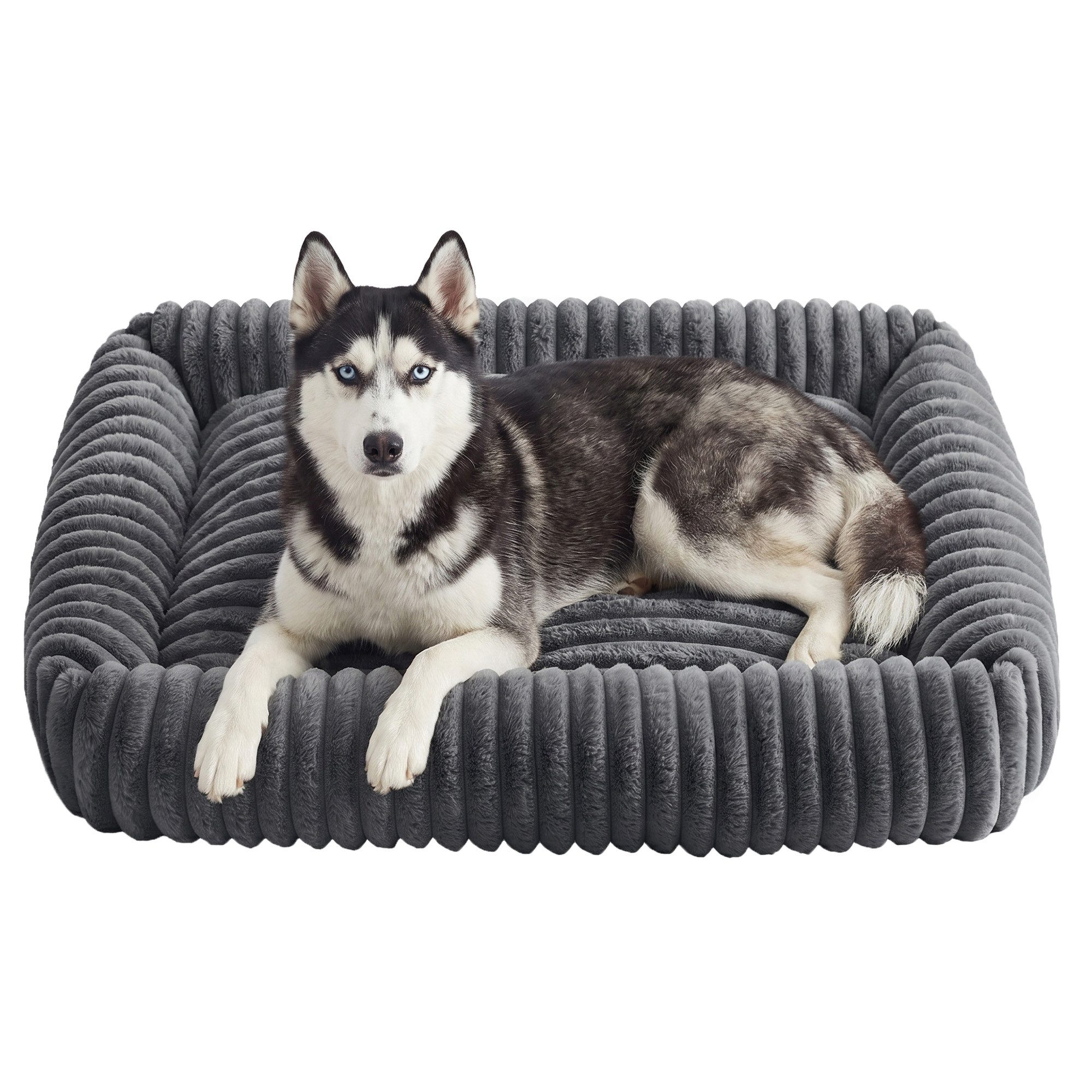 FEANDREA Hundebett orthopädisches Hundekörbchen, flauschige Hundematte, mittelgroßes, waschbar, weiche Polsterung, 106 x 75 x 20 cm