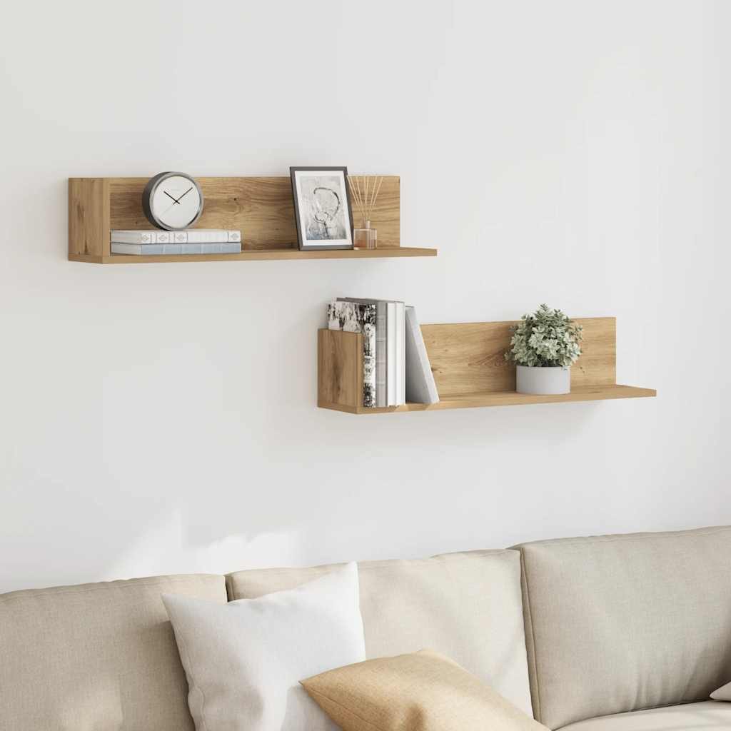 vidaXL Regal Wandregale 2 Stk. Artisan-Eiche 75x16,5x16,5 cm Holzwerkstoff, günstig online kaufen