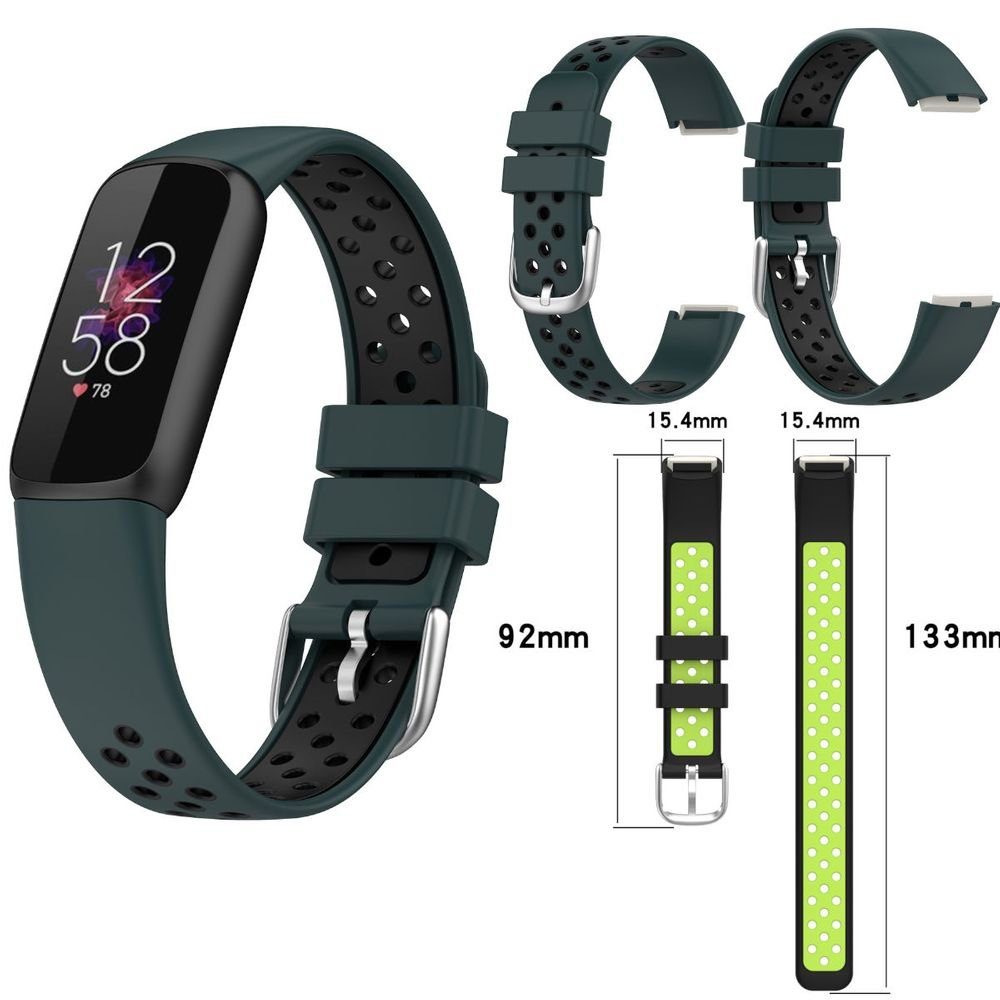 Wigento Smartwatch-Armband »Für Fitbit Luxe Fitness Uhr Kunststoff Silikon  Ersatz Armband Dunkel Grün / Schwarz«