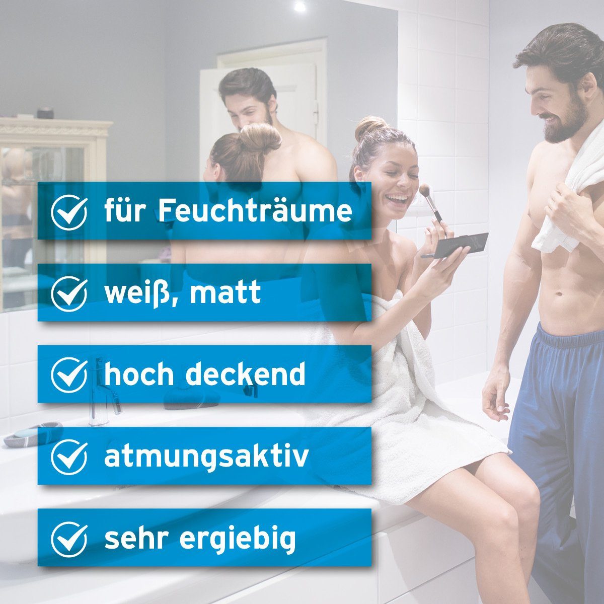 plid Feuchtraumfarbe Bad & Küchenfarbe Badfarbe Küchenfarbe Feuchtraumfarbe Wandfarbe, Schnelltrocknend, Spritzarm, Verarbeitungsfertig