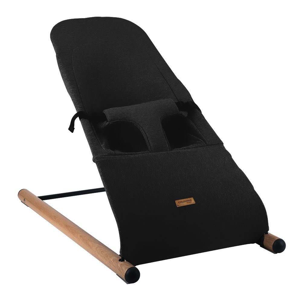 CHILDHOME Babywippe, Babywippe Schaukelstuhl Säugling Babyschaukel Holz Stahl schwarz