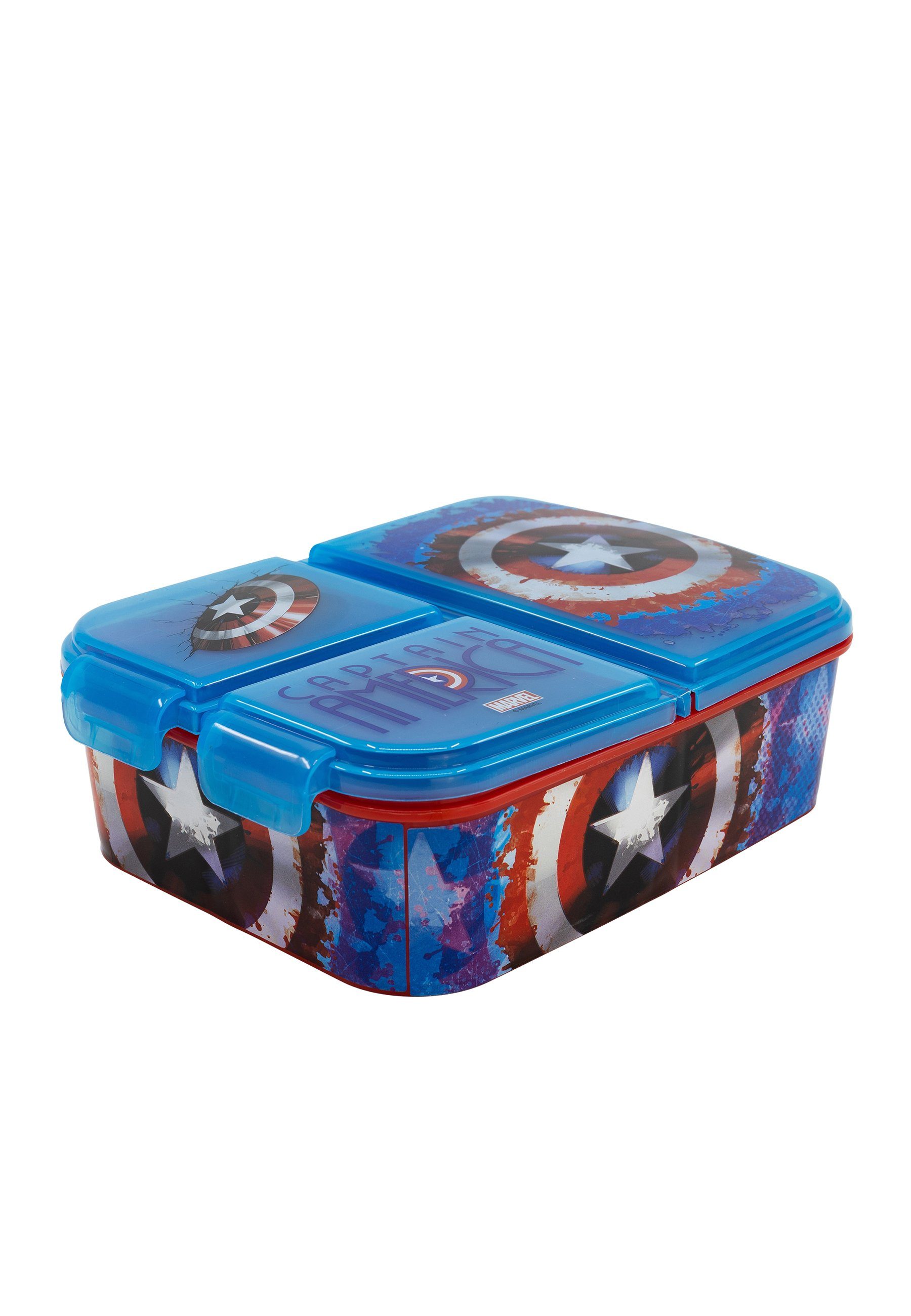 Fächern Dose, MARVEL Lunchbox Brotdose 3 America Lunchbox The Kinder Vesper AVENGERS Jungen Captain BPA-Frei