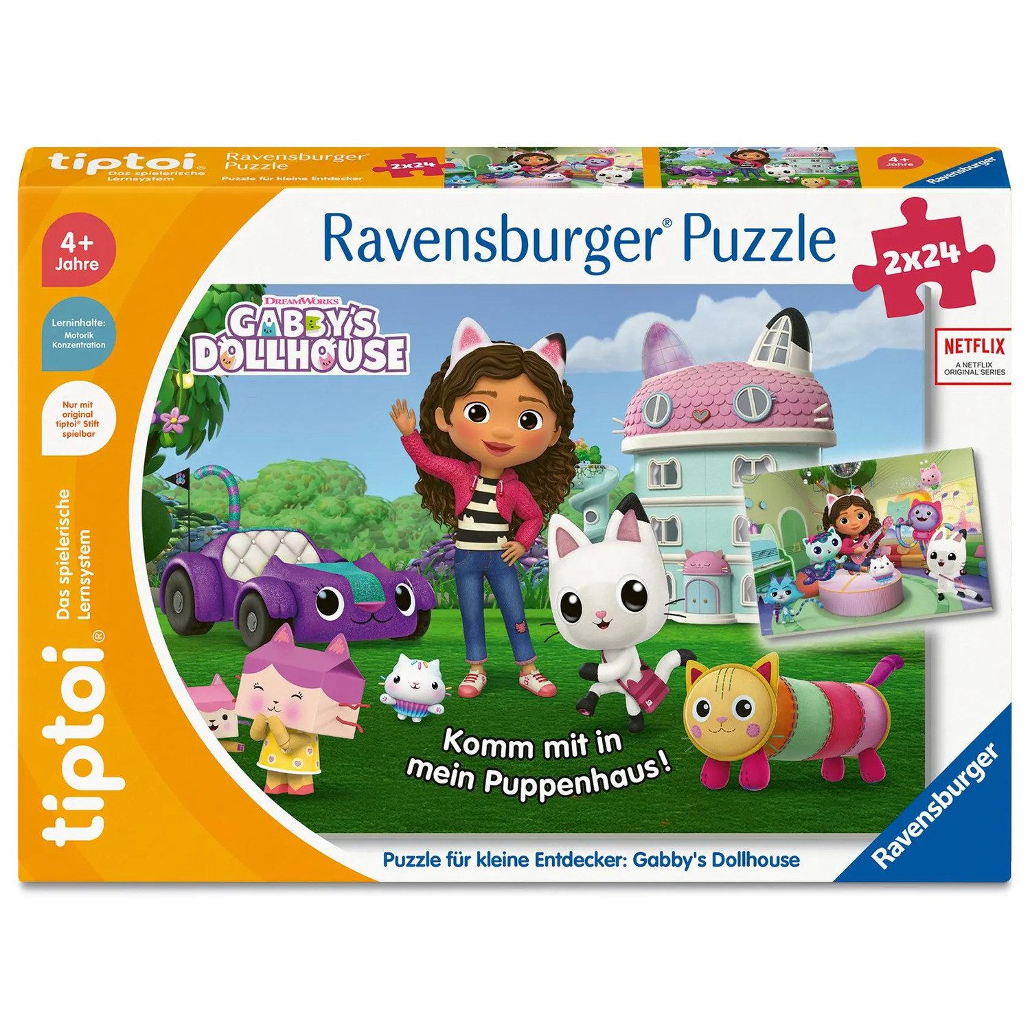 Ravensburger Puzzle tiptoi® Puzzle für kleine Entdecker Gabby's Dollhouse - 2x24 Teile, 24 Puzzleteile