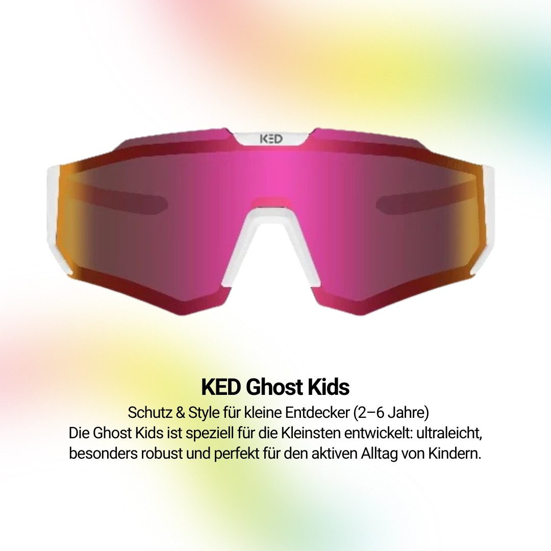 KED Fahrradbrille Ghost Kids Fahrradbrille, Ultraleicht, Stoßfeste Polycarbonat-Gläser, UV-Schutz, Alter 2-6 Jahre