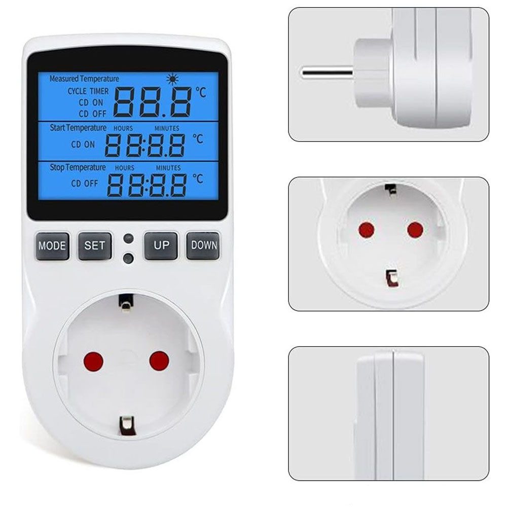 Raumthermostat Digital Thermostat Steckdose Timer, Temperaturregler mit Zeitschaltuhr
