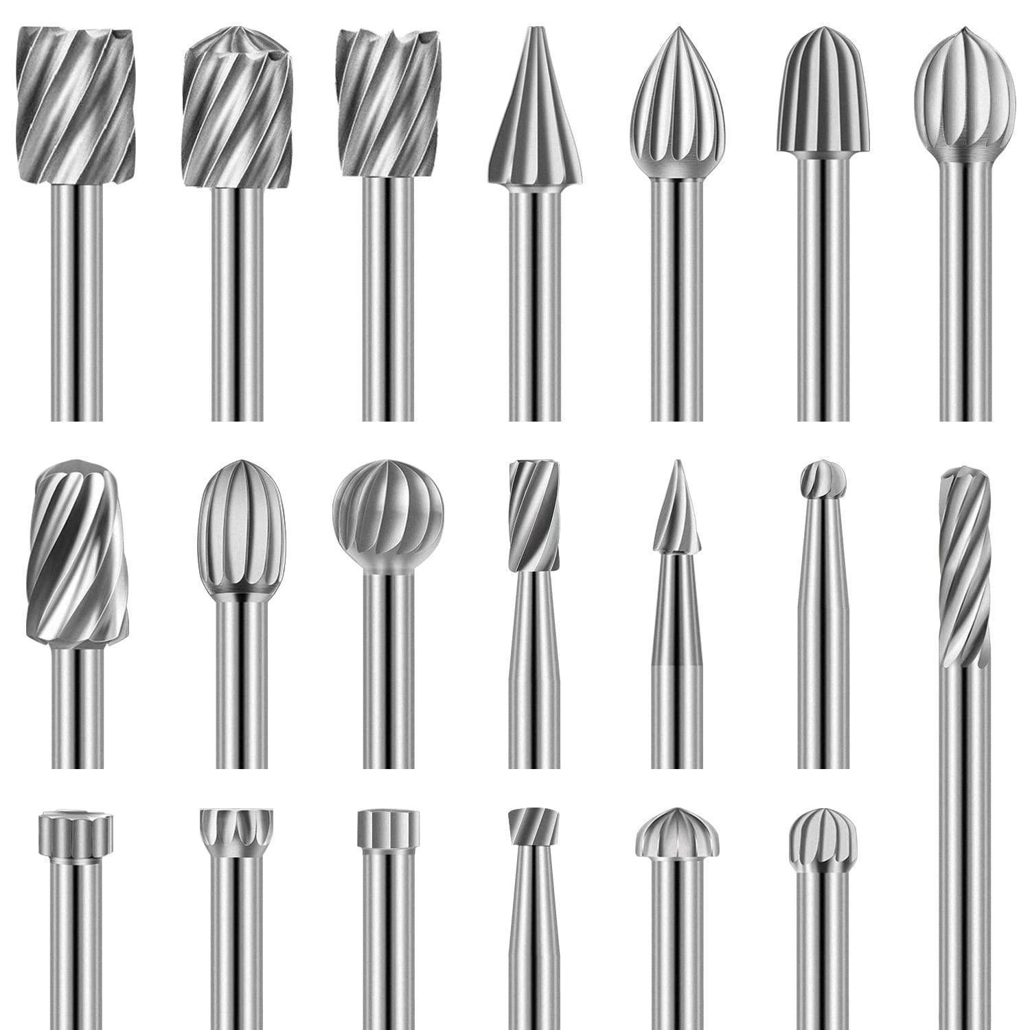 LuxusKollektion Fräsbohrer Drehfräser-Set Holzschnitzerei 20 Stück HSS 3 mm Schaft für Gravierer