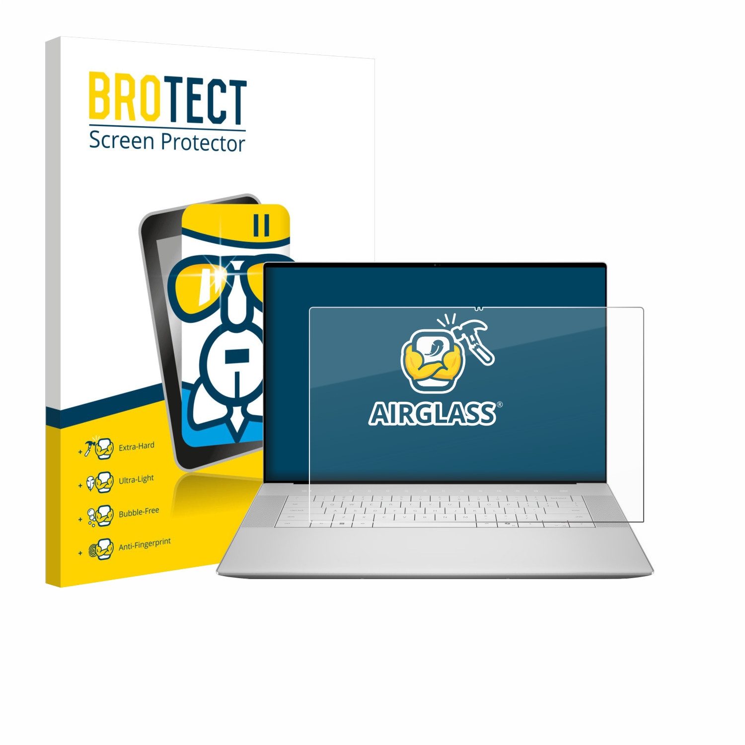 BROTECT Displayschutzglas Folie für Dell 16 Premium Laptop, Schutzfolie Glas Panzer Display Schutz klar