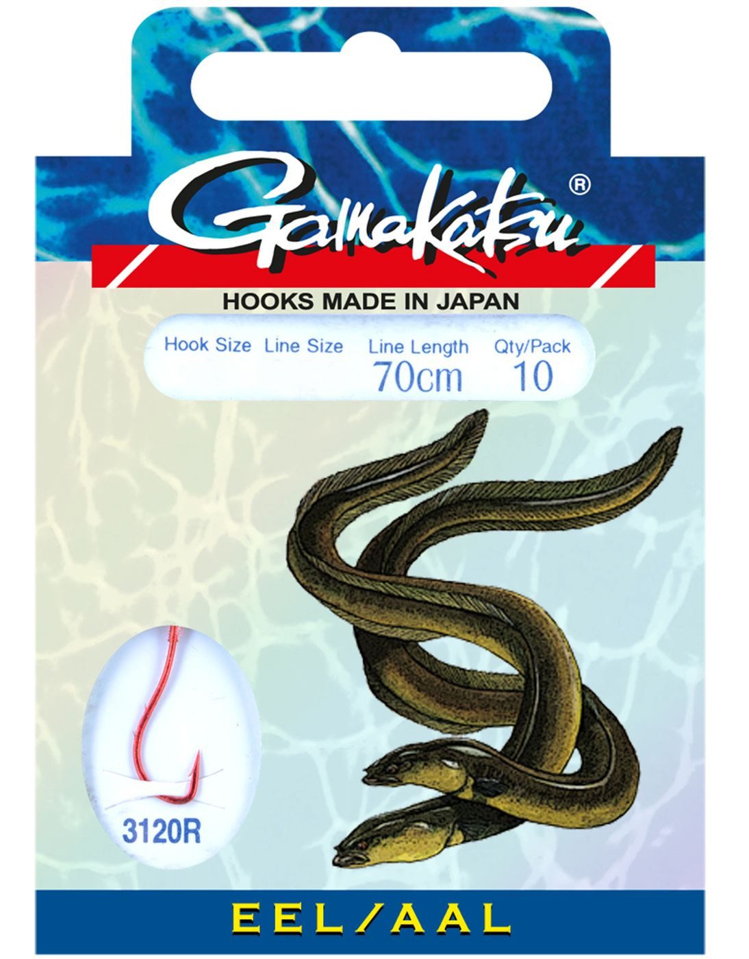 Aalhaken Gamakatsu Hook 3120R Eel 70cm rot - 10 gebundene Aalhaken