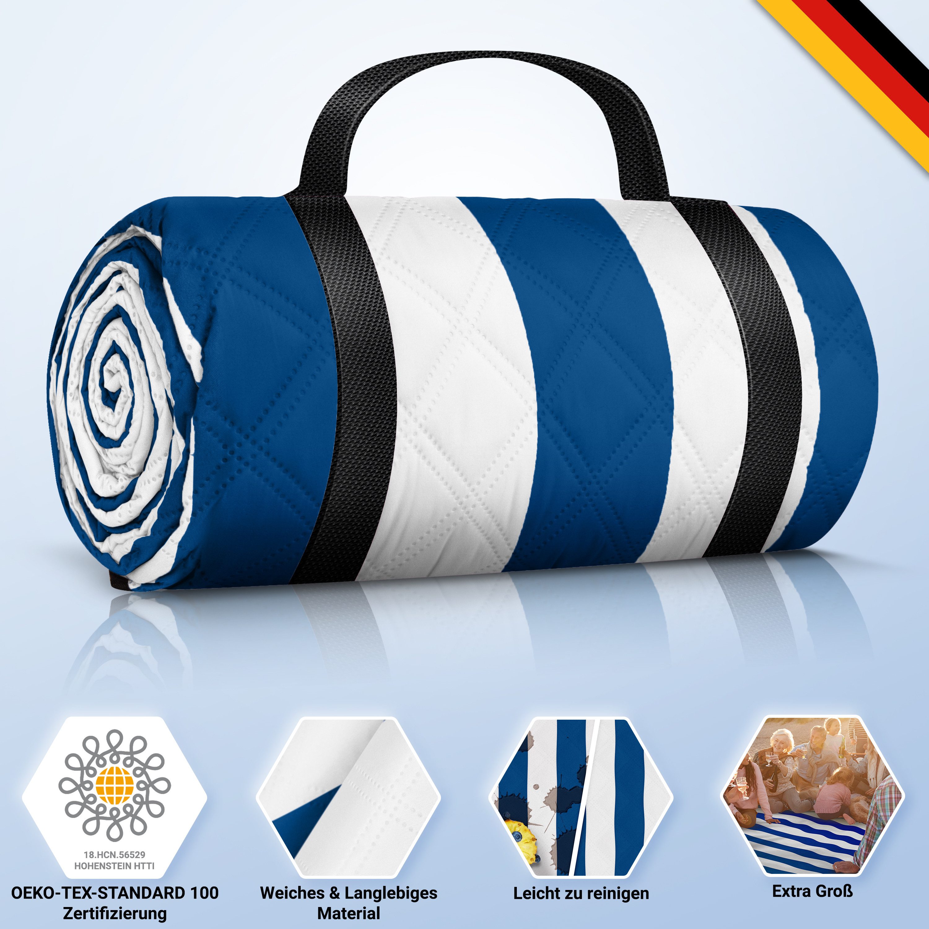Picknickdecke HOEL® Picknickdecke 200x200 cm wasserabweisend + isoliert XXL, HOEL