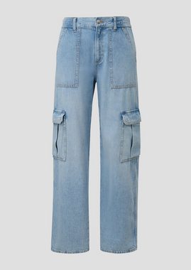 QS Stoffhose Jeans / Slim Fit / Mid Rise / Wide Leg / Cargo Style Waschung