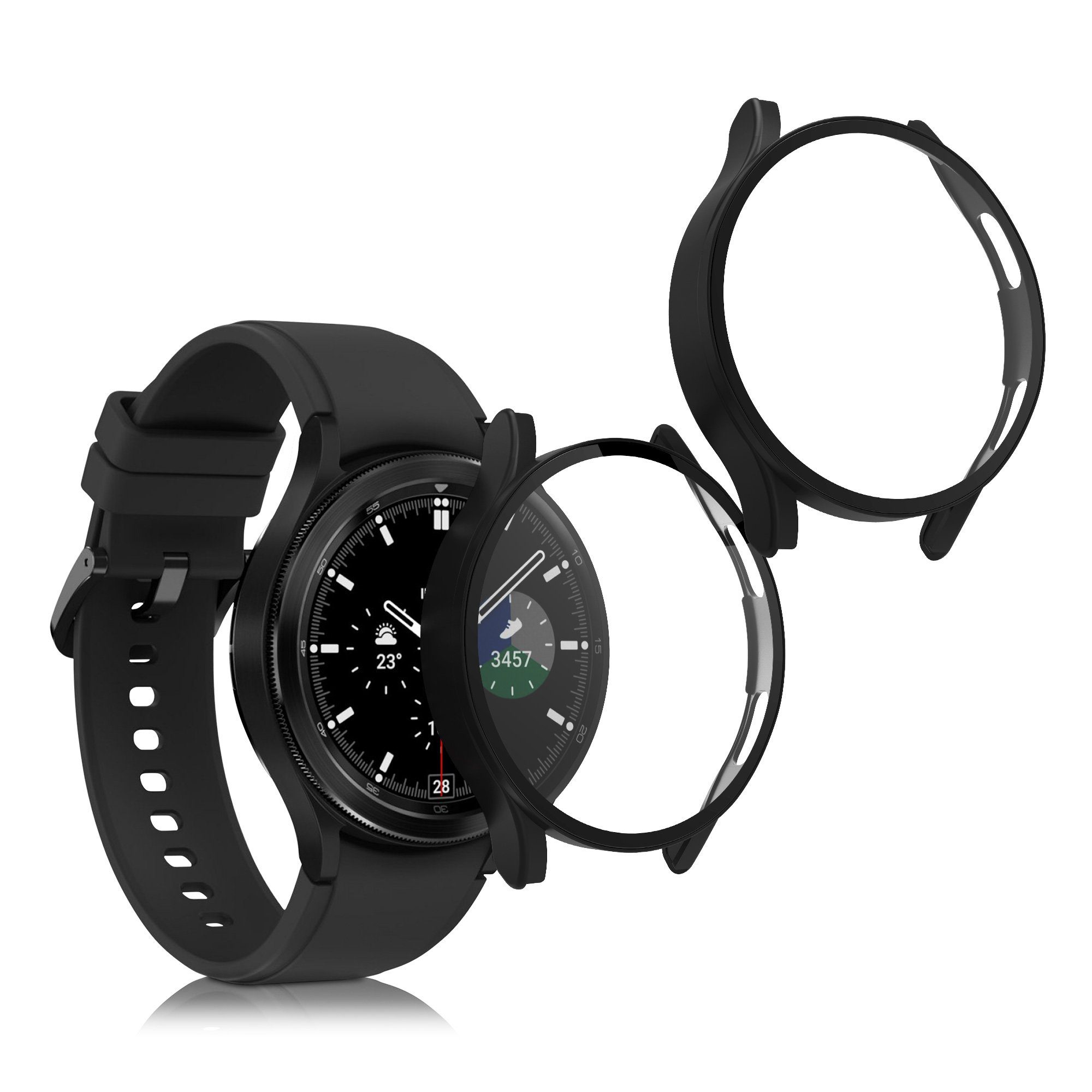kwmobile Smartwatch-Hülle 2x Hülle für Samsung Watch 5 40mm / Watch 4 40mm,  Fullbody Fitnesstracker Glas Cover Case Schutzhülle Set
