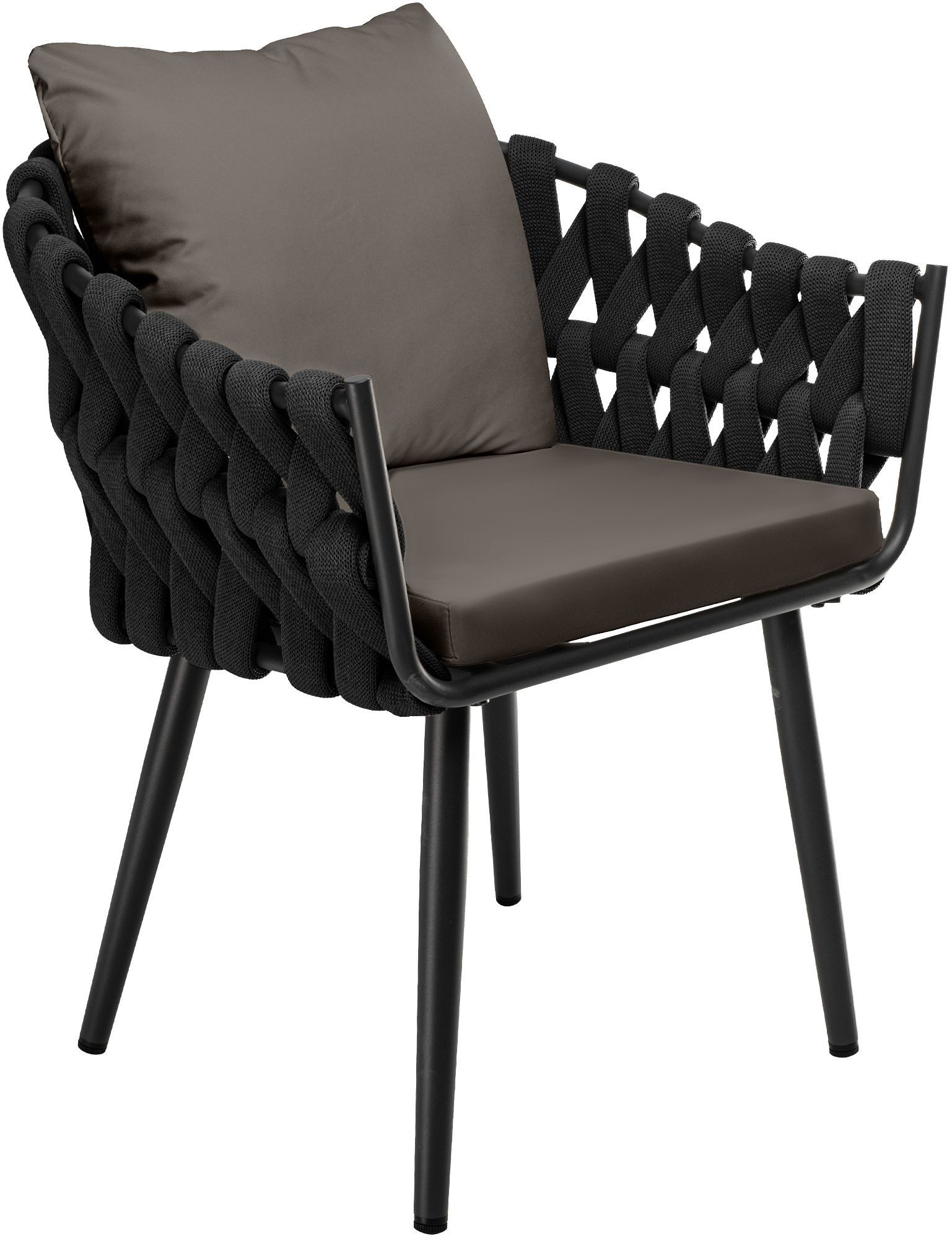 CLP Gartenstuhl Naxos Anthrazit (1er), mit Armlehne, inkl. Kissen, belastbar bis 150 kg