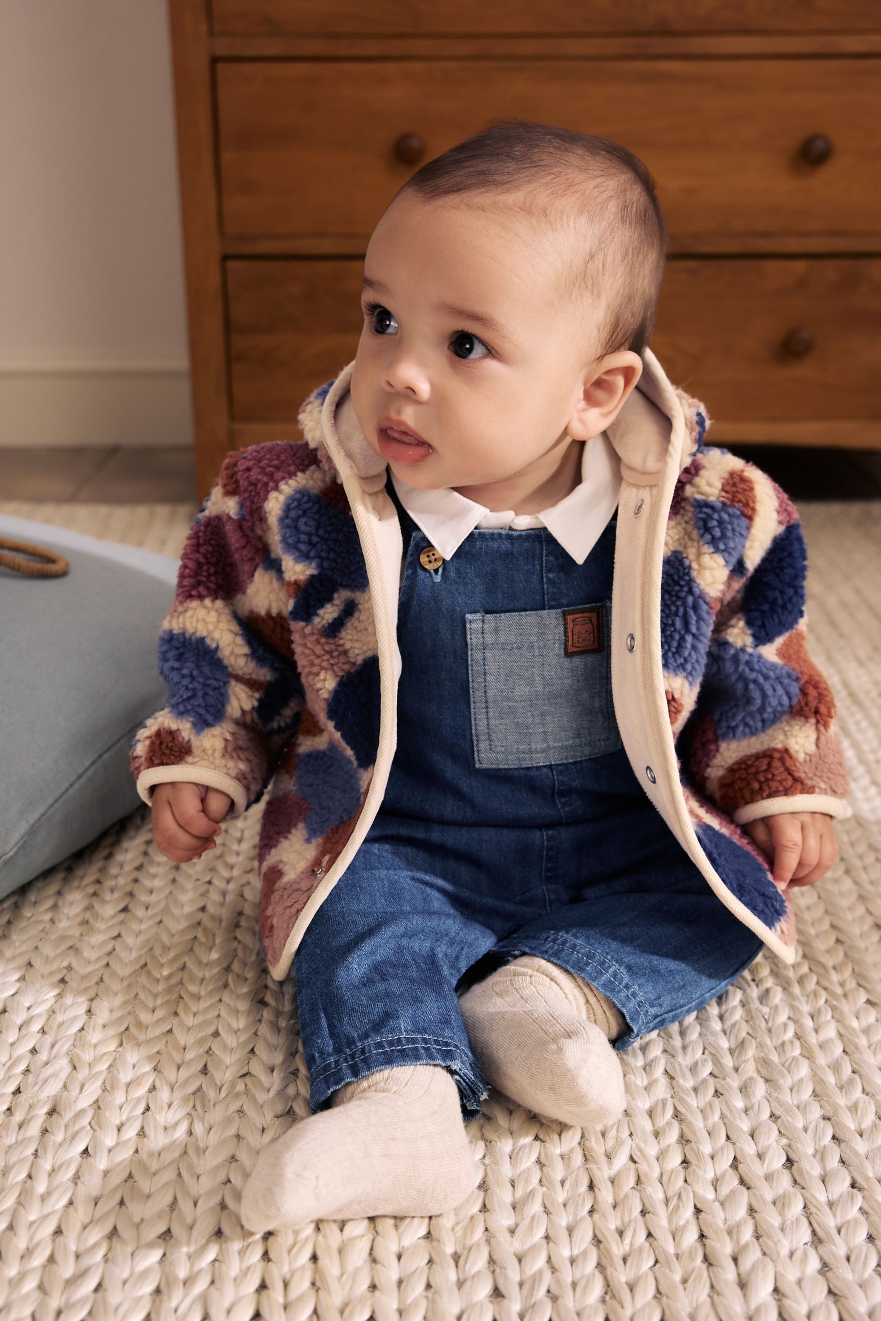 Next Strickjacke Baby Borg-Jacke mit Kapuze (1-tlg)
