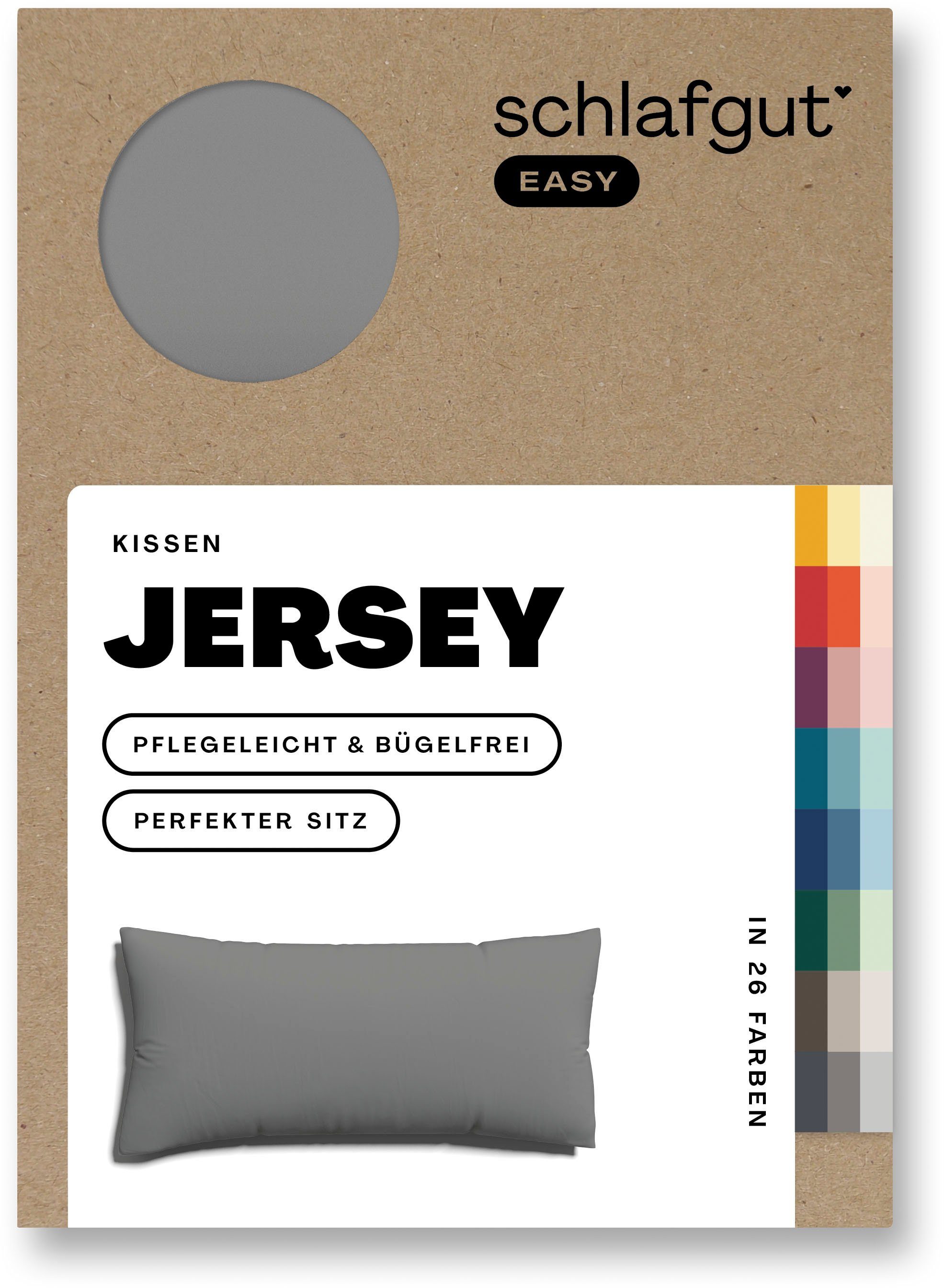 Schlafgut Kissenbezug EASY JERSEY Kissenhülle 100% Baumwolle, weicher Edel-Jersey, bügelfrei, (1 Stück), mit farblich angepasstem Reißverschluss, pflegeleicht, formstabil