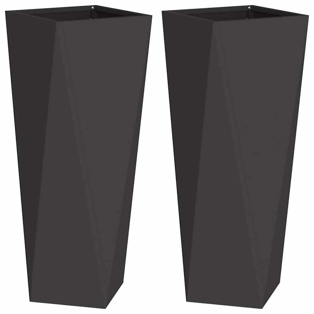 vidaXL Blumentopf Pflanzkübel 2 Stk. Schwarz 30 x 30 x 75 cm Stahl (2 St)