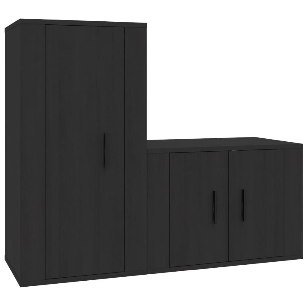 TV-Schrank Holzwerkstoff 2-tlg. TV-Schrank-Set furnicato Schwarz