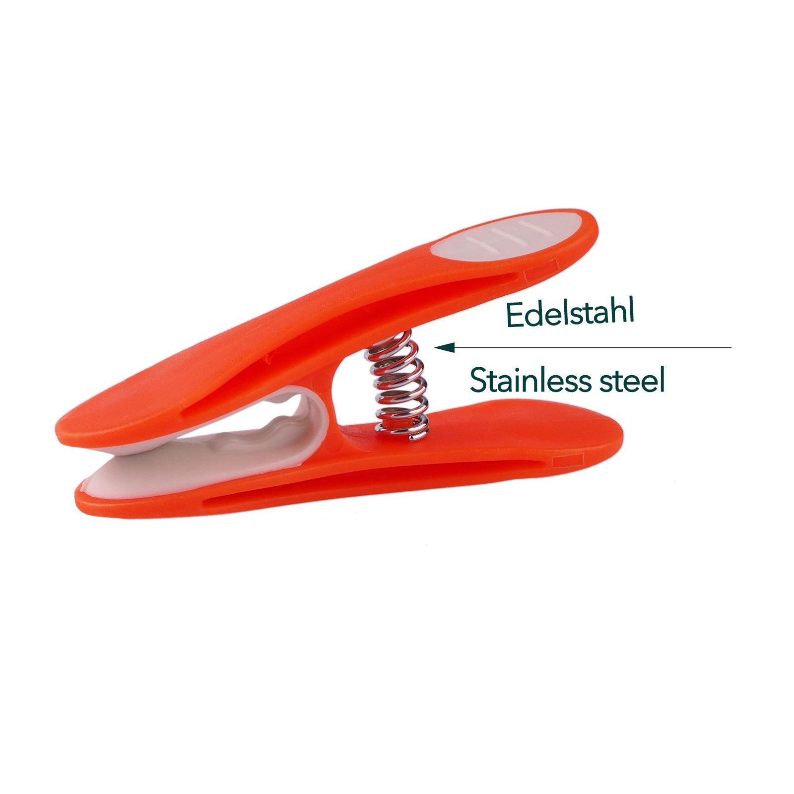 trendfinding Wäscheklammern 48 Wäscheklammern Orange-Weiß Edelstahl und 1 Klammerbeutel Leopard, Mit neuester Klammertechnik für empfindliche Wäsche