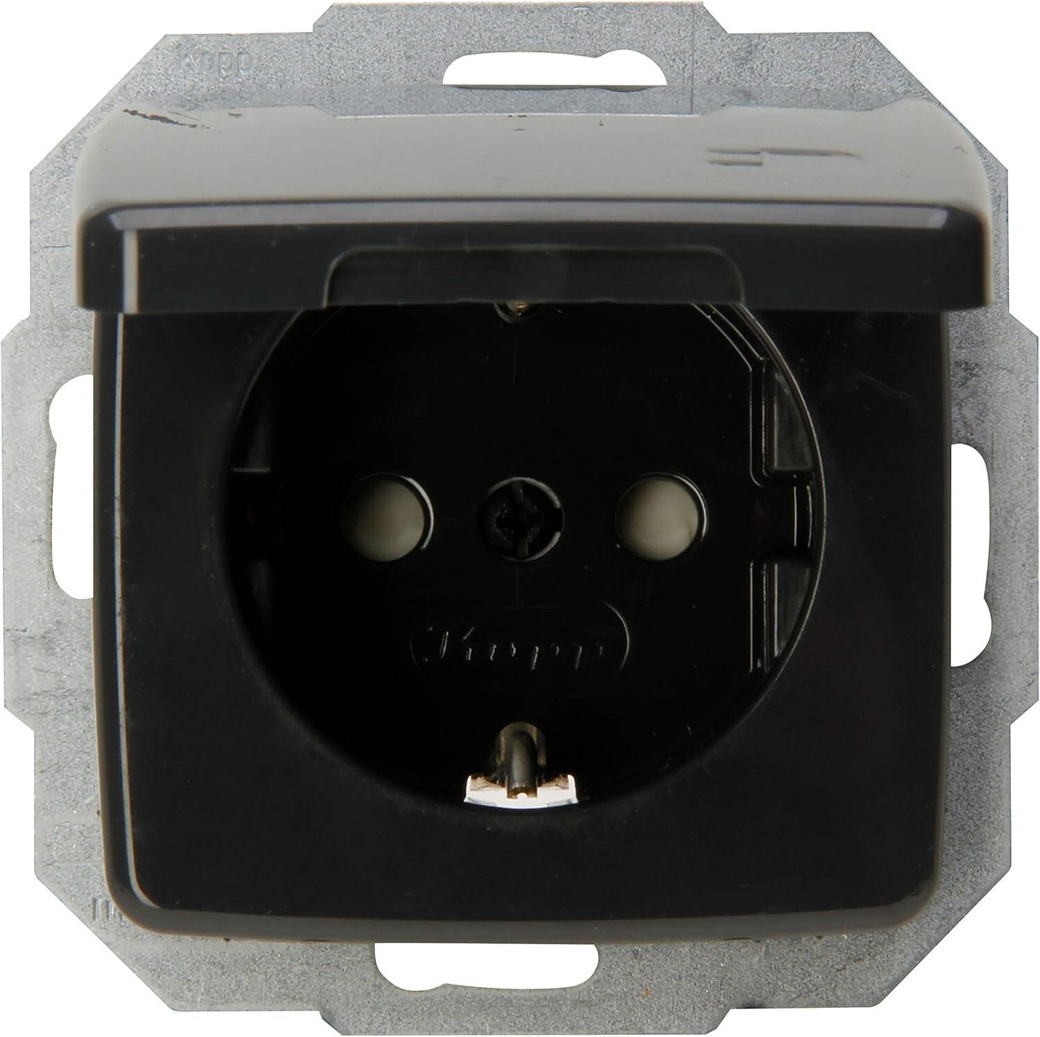 Kopp Schalter RIVO Schutzkontakt Steckdose Klappdeckel Unterputz Steckdose Schuko (C), Steckdose Abdeckung Schalterprogramm Elektroinstallation Wandsteckdose