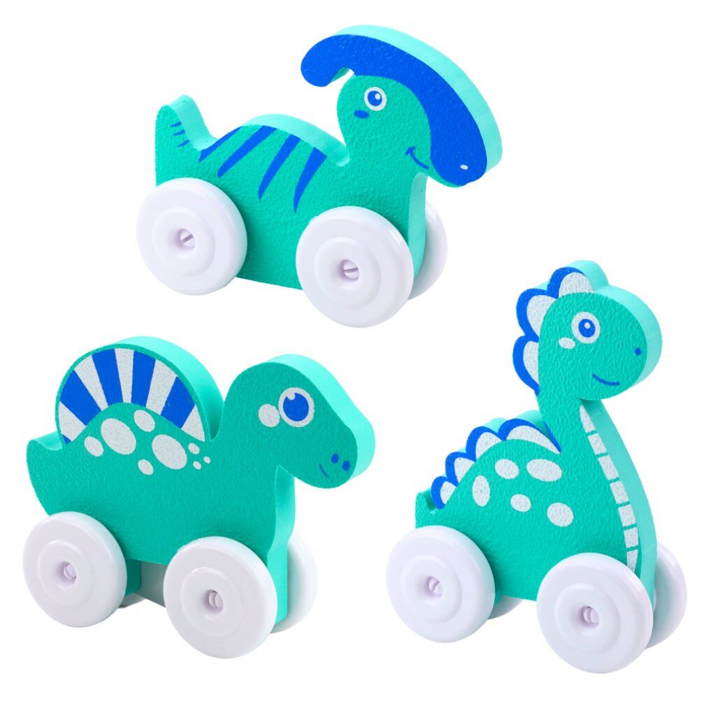 LEAN TOYS Spielzeug-Boot Lean Eva Schaumstoff Dinosaurier Mit Rädern Für Baby Rosa Blau Mix