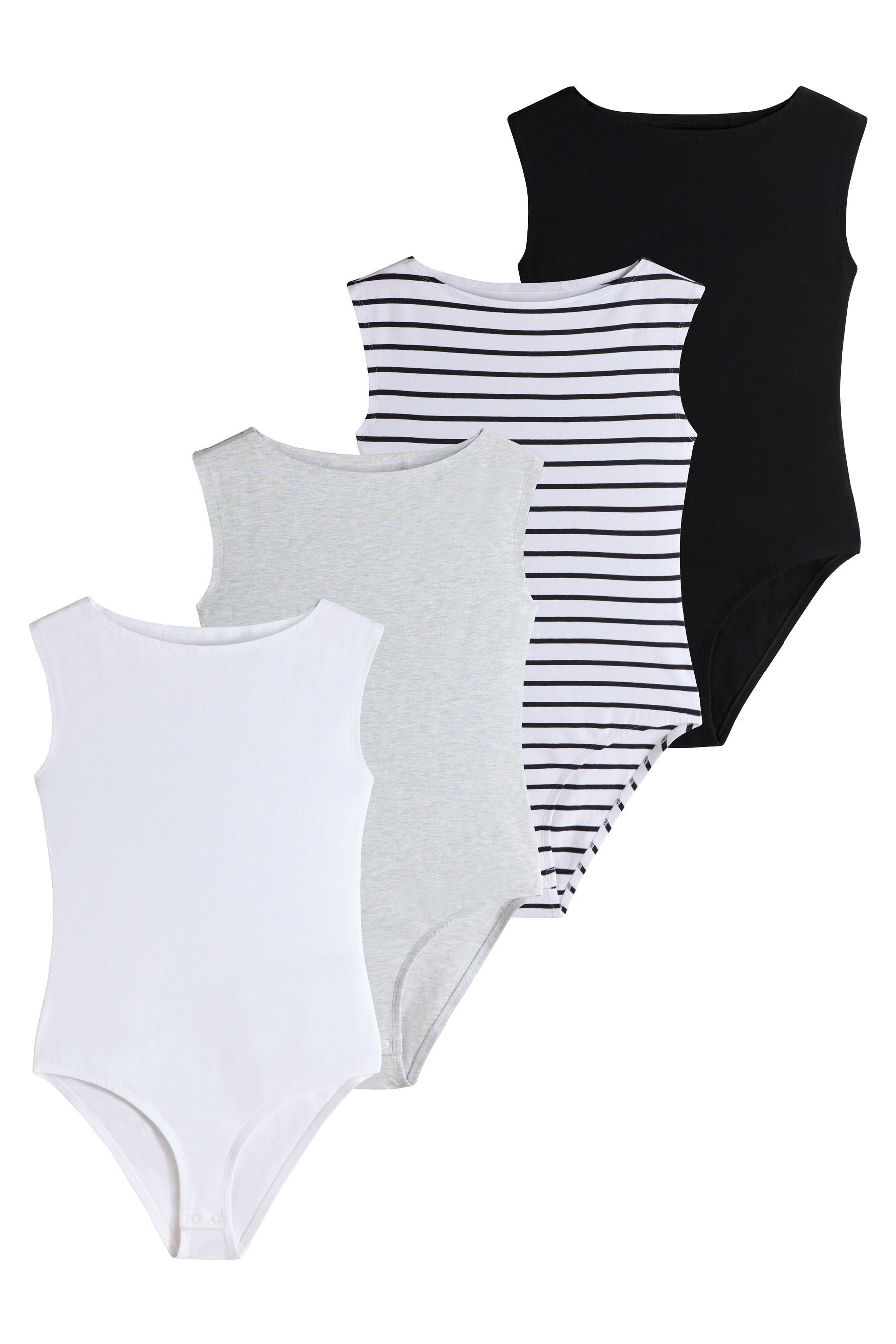 The Set Body Bodysuits mit U-Boot-Ausschnitt, 4er-Pack (4-tlg)