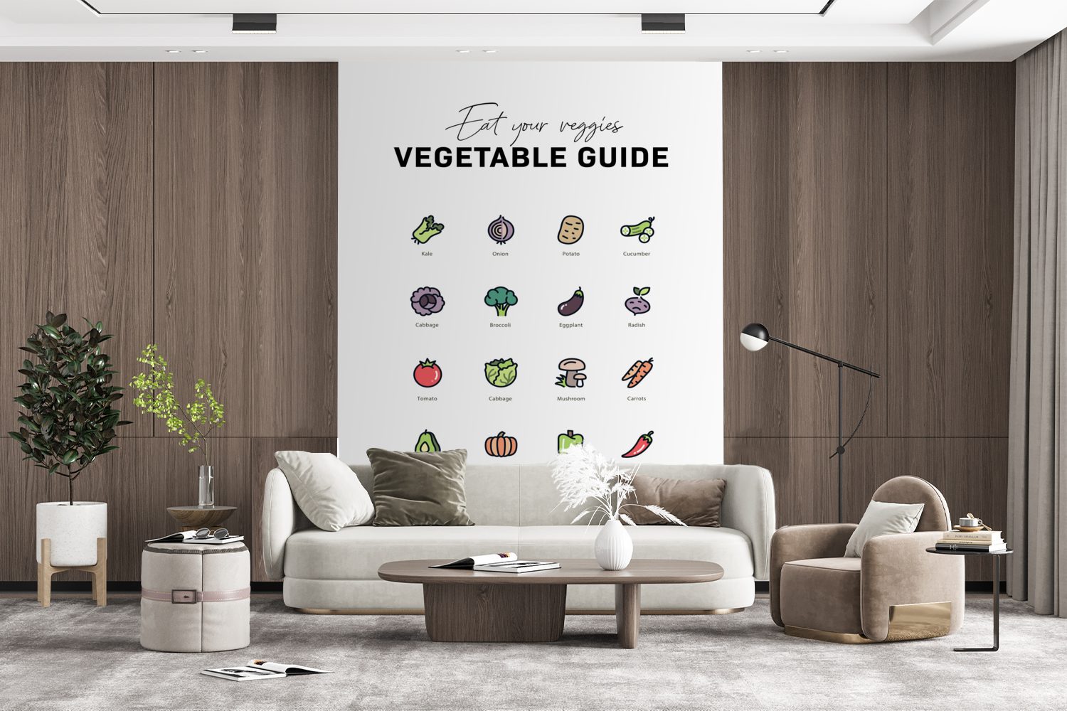 Fototapete (4 Tapete Matt, Lebensmittel, Küche St), Wohnzimmer, - - Wandtapete Montagefertig Gemüse bedruckt, Vinyl MuchoWow für
