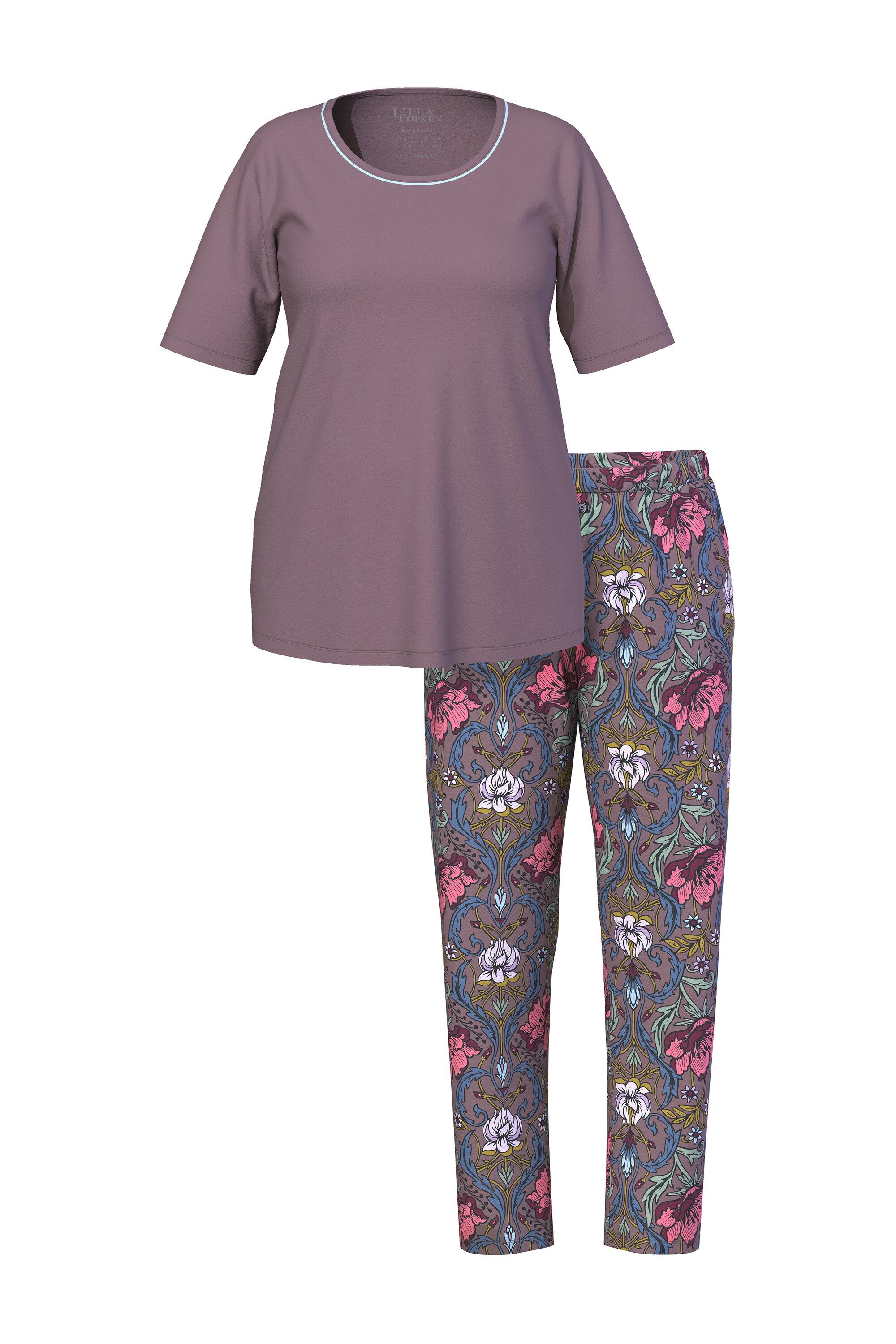 Ulla Popken Pyjama Pyjama Blüten Rundhals Langarm Taschen günstig online kaufen