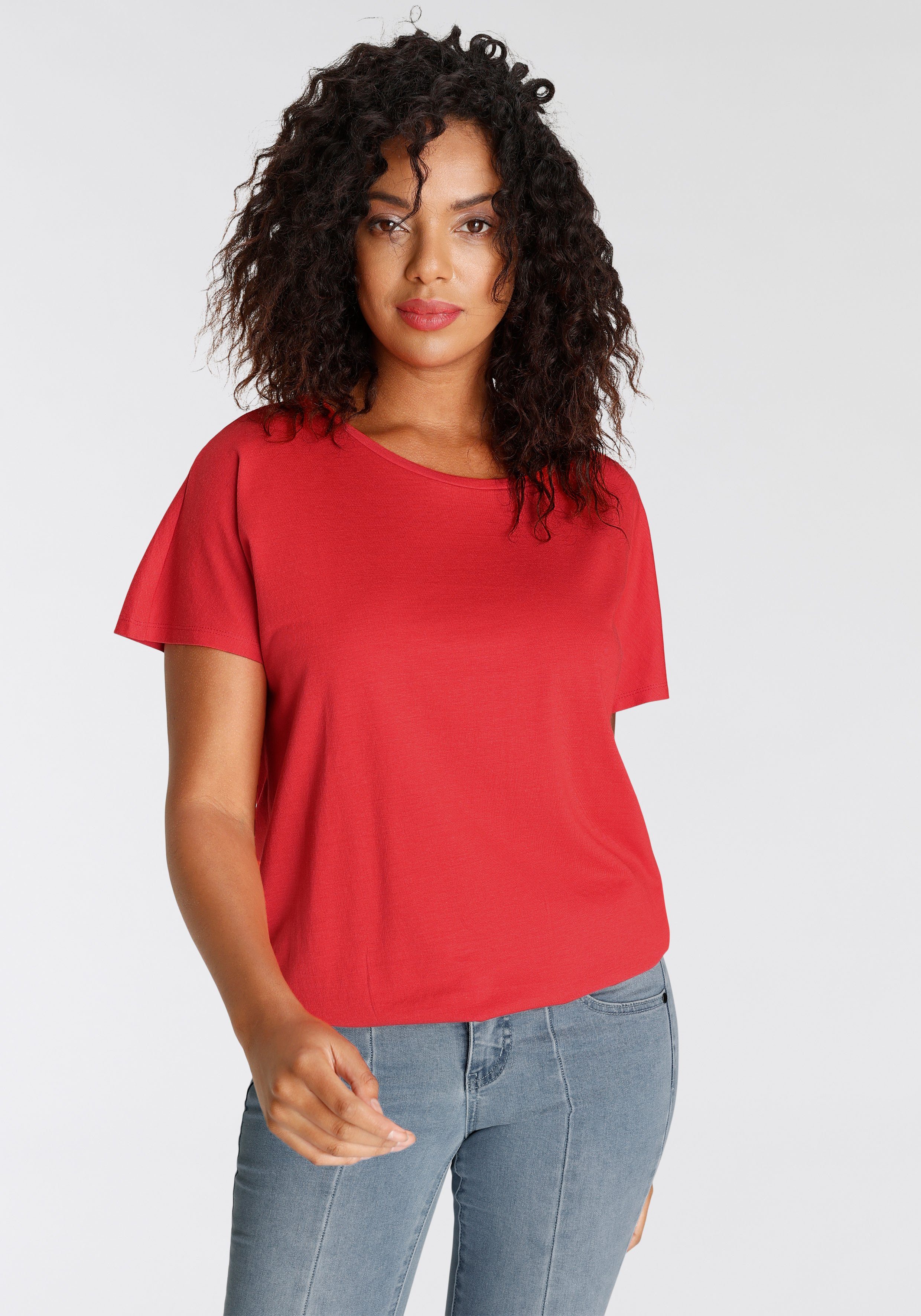 Arizona Fledermausshirt Weit geschnitten rot | T-Shirts