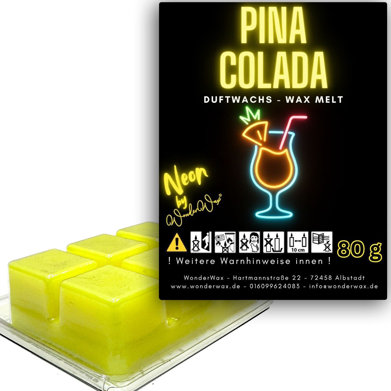 WonderWax Duftwachs WonderWax® Neon Duftwachs 6 Würfel, (Pina Colada), Duftrichtung: Pina Colada